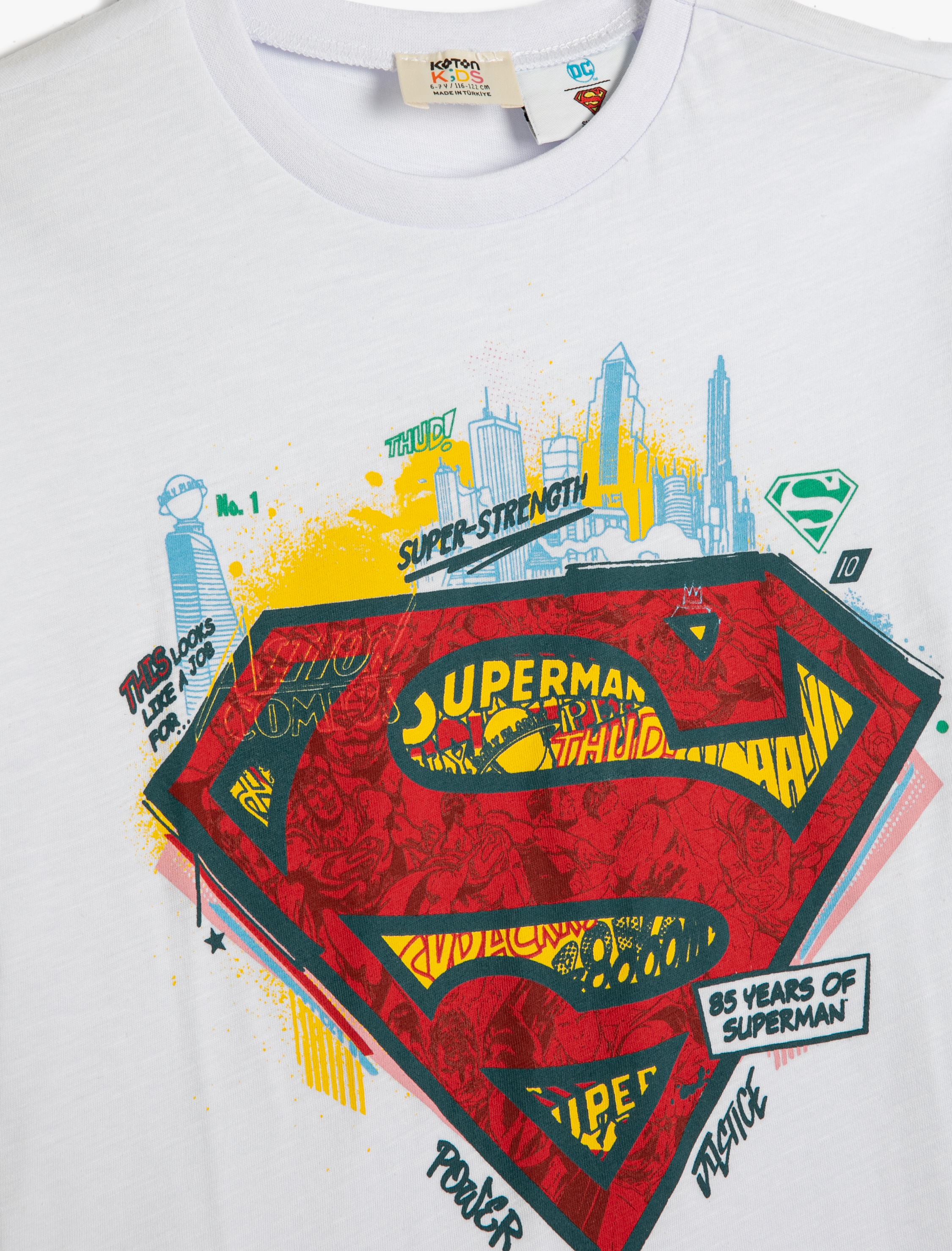  Erkek Çocuk Süpermen Tişört Lisanslı Kısa Kollu Bisiklet Yaka Pamuklu