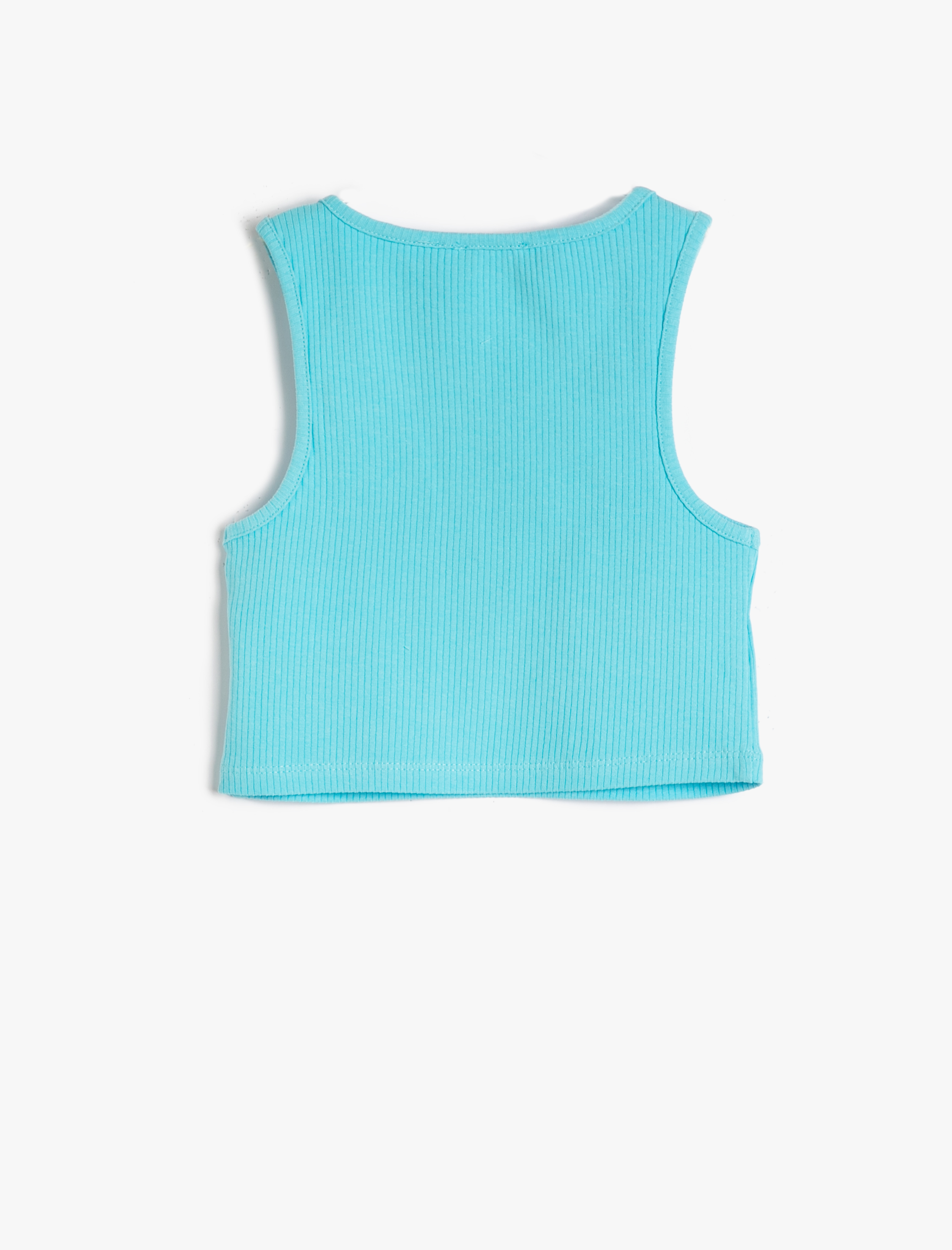  Kız Çocuk Crop Üst Pencere Detaylı Kolsuz Pamuklu Ribanalı