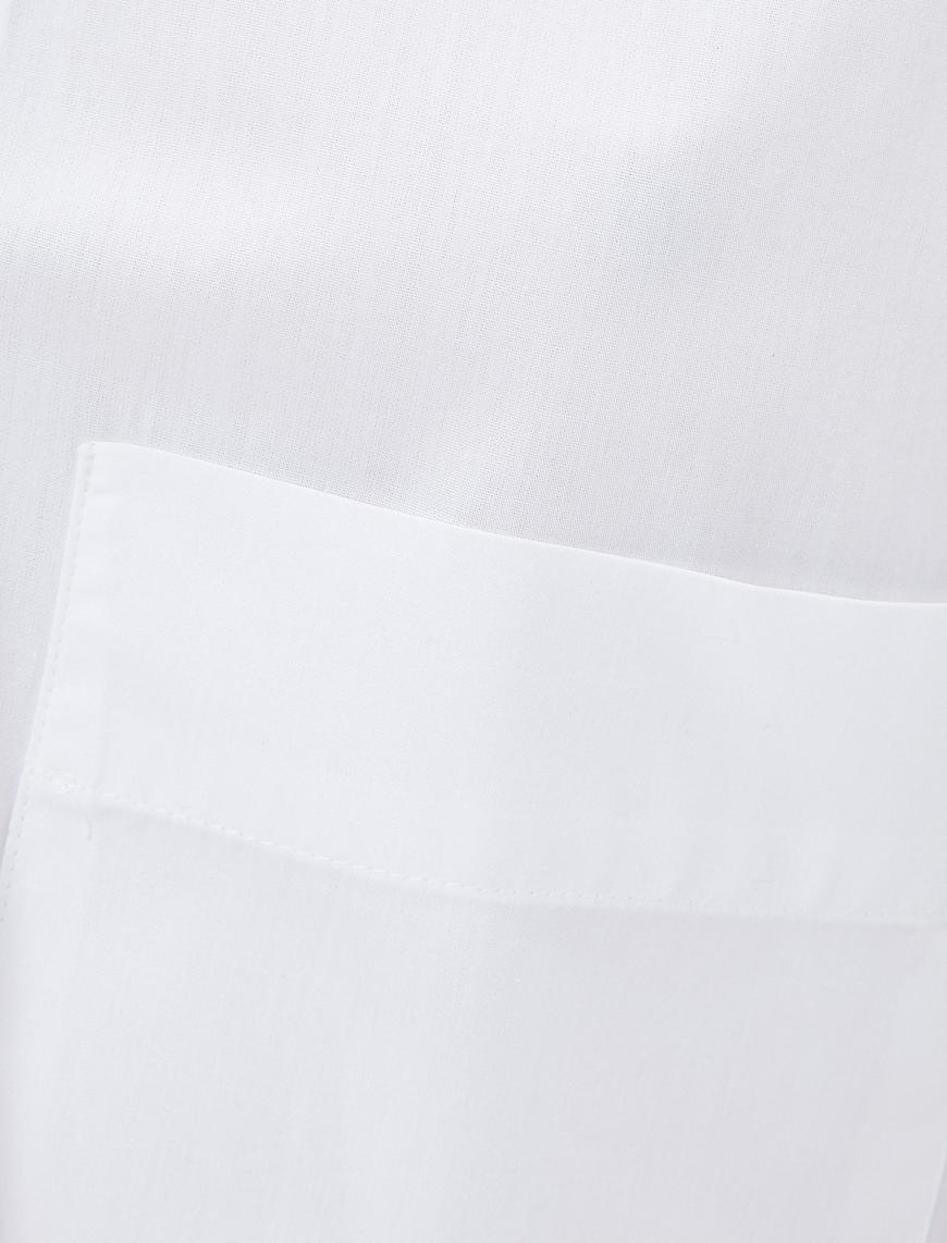   Crop Gömlek Cep Detaylı Uzun Kollu
