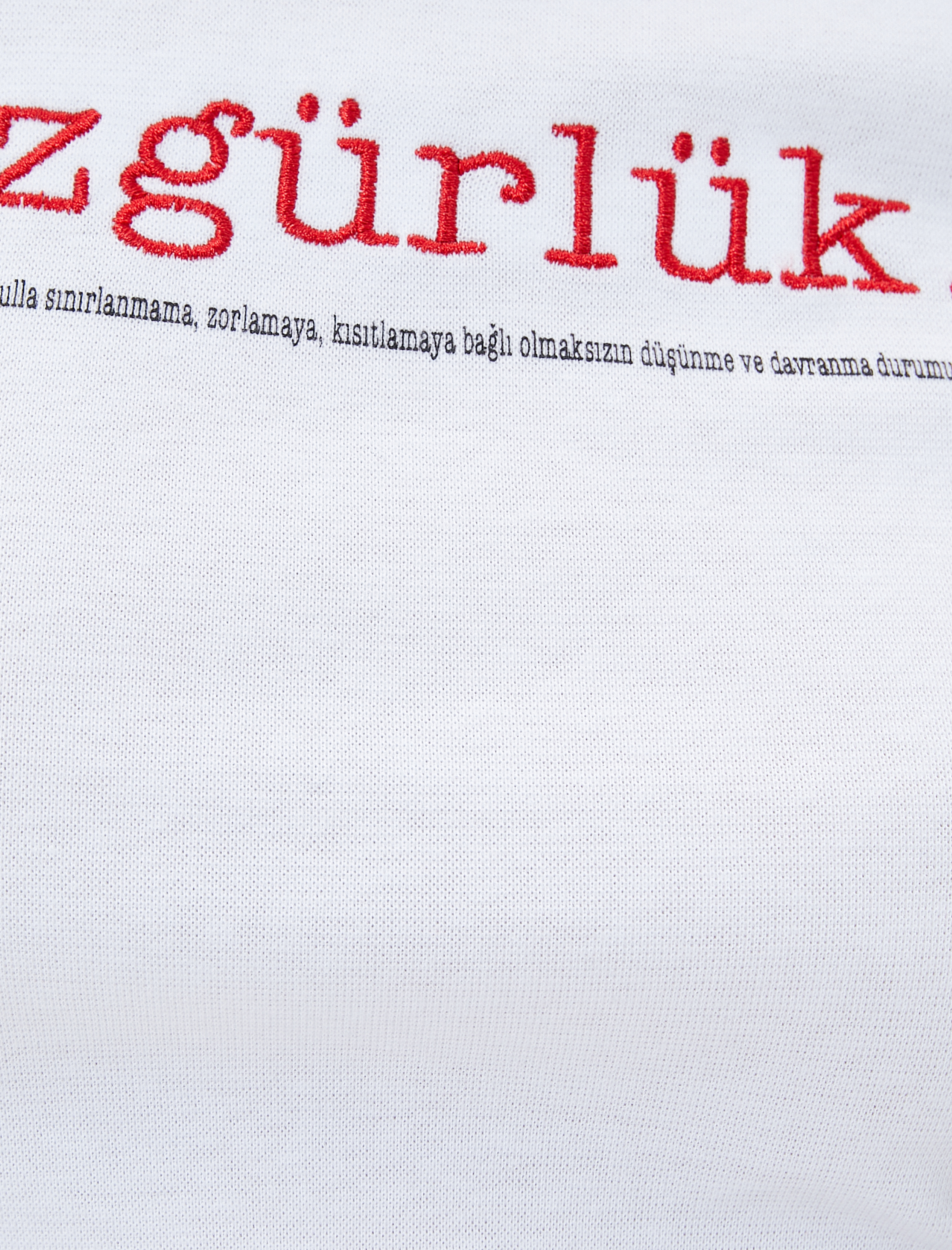   Özgürlük Slogan Nakışlı Tişört Kısa Kollu Bisiklet Yaka 100. Yıl Özel