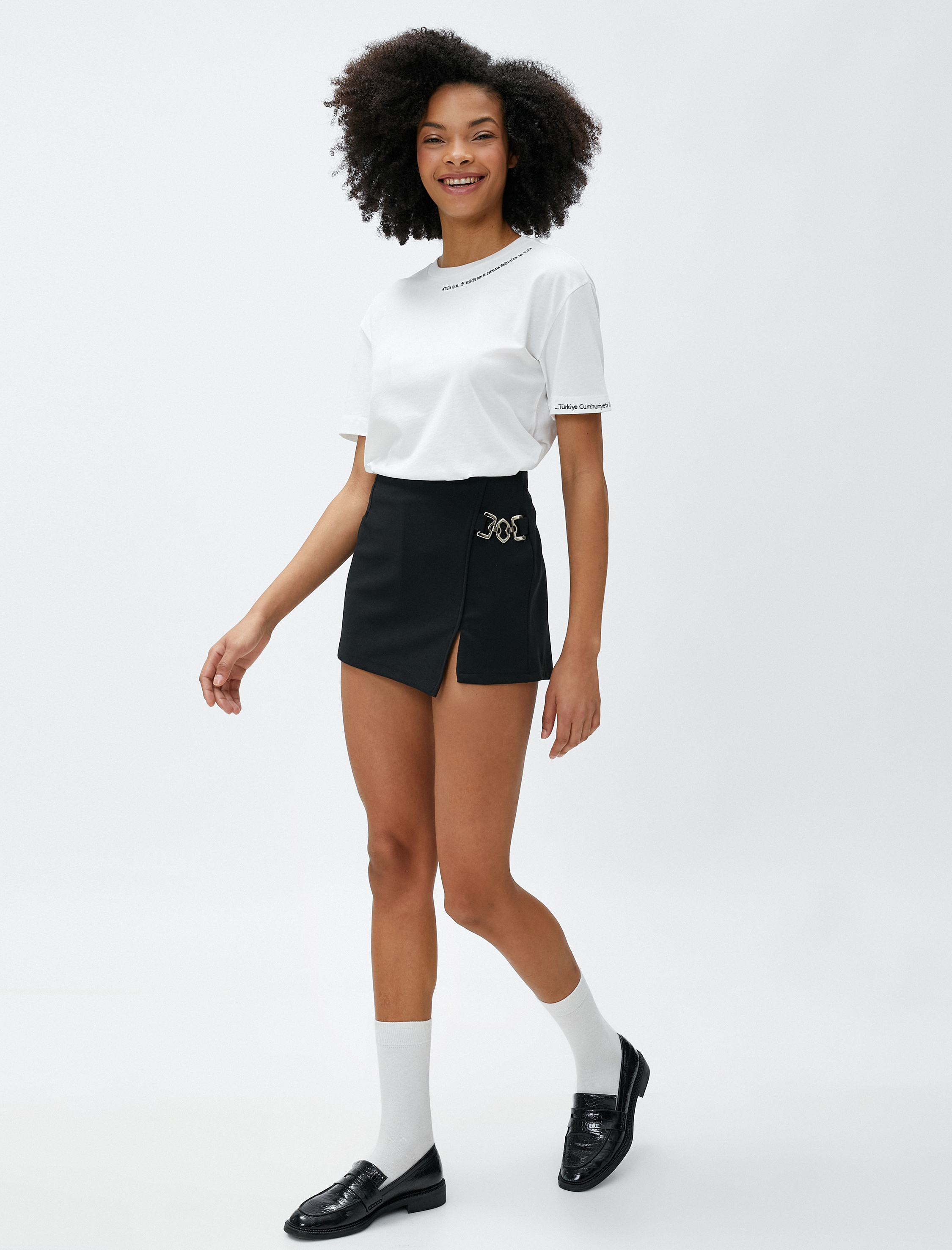   Slogan Nakışlı Tişört Bisiklet Yaka Kısa Kollu Pamuklu 100. Yıl Özel