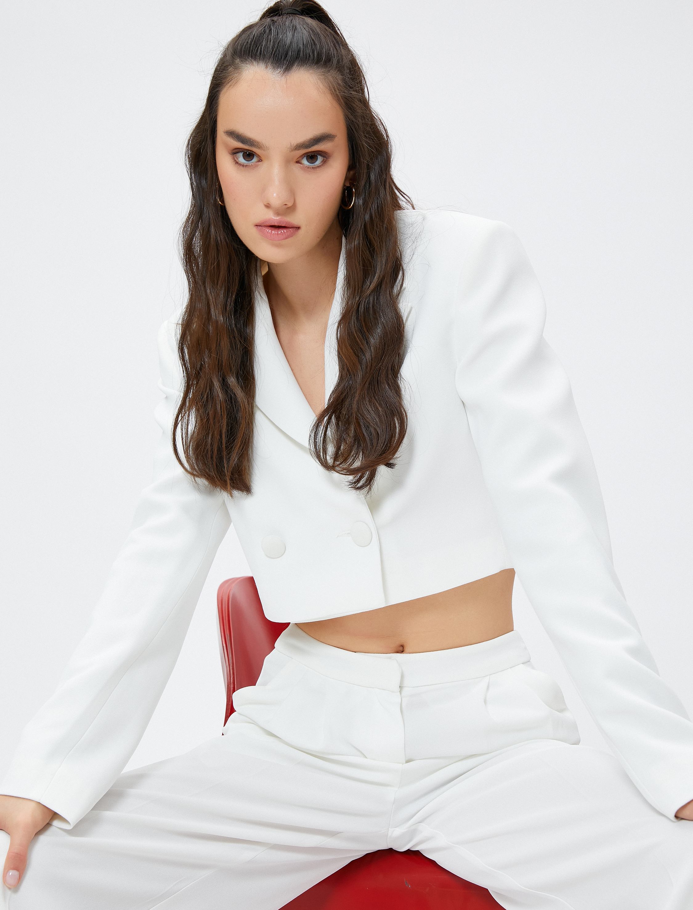   Crop Kruvaze Blazer Ceket