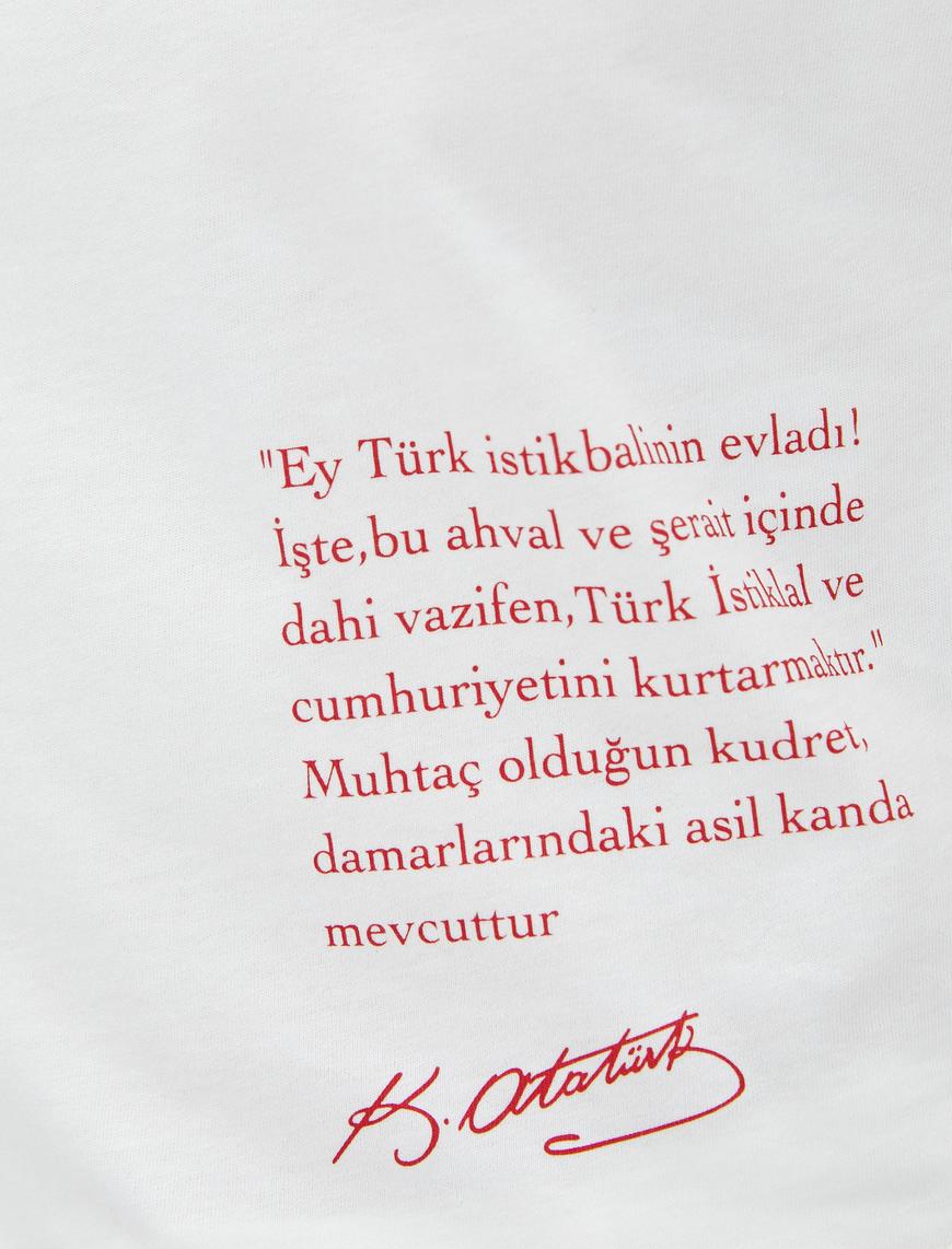  Atatürk'ün Sözleri Baskılı Crop Tişört - 100. Yıla Özel