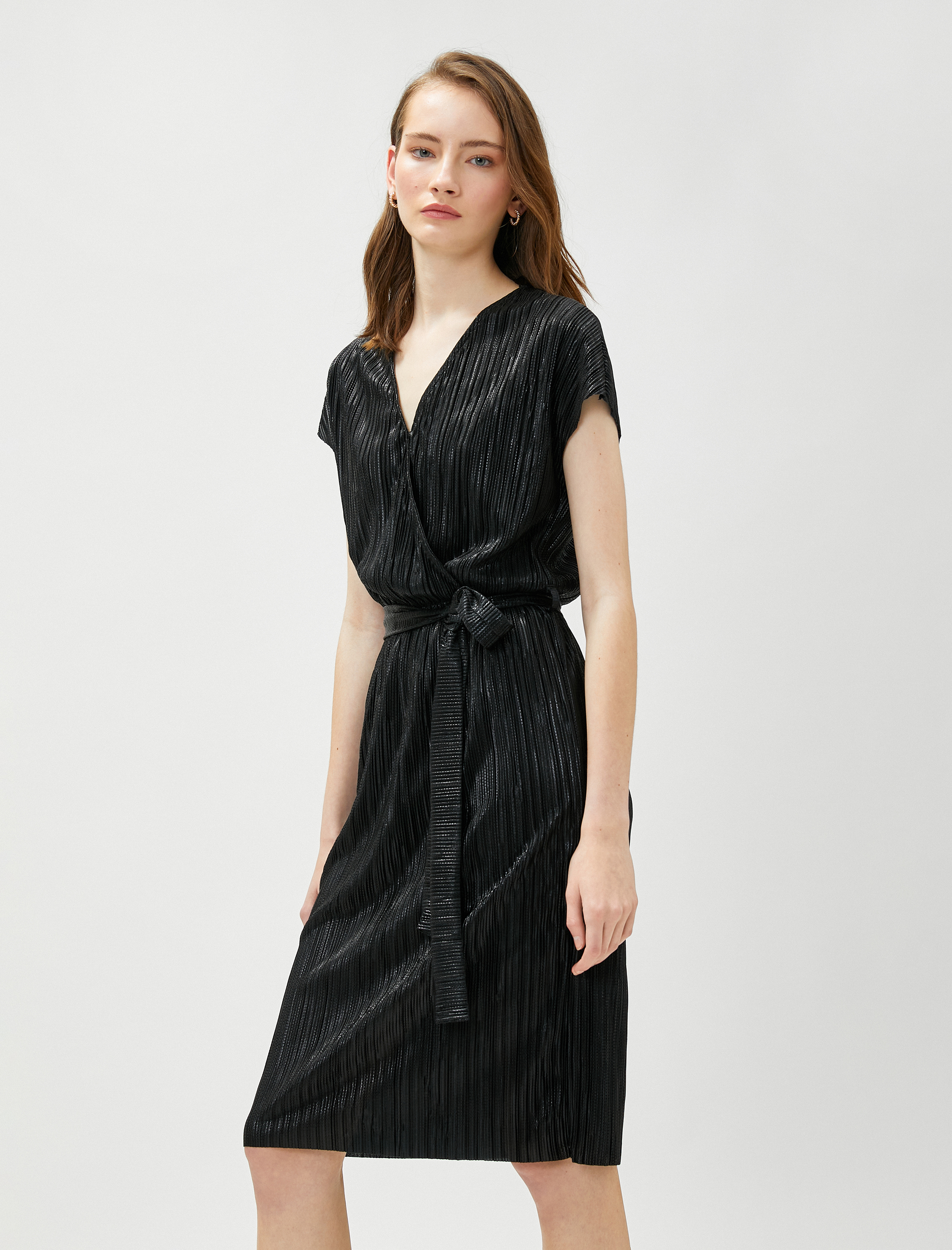   Pırıltılı Midi Elbise Anvelop Kemerli