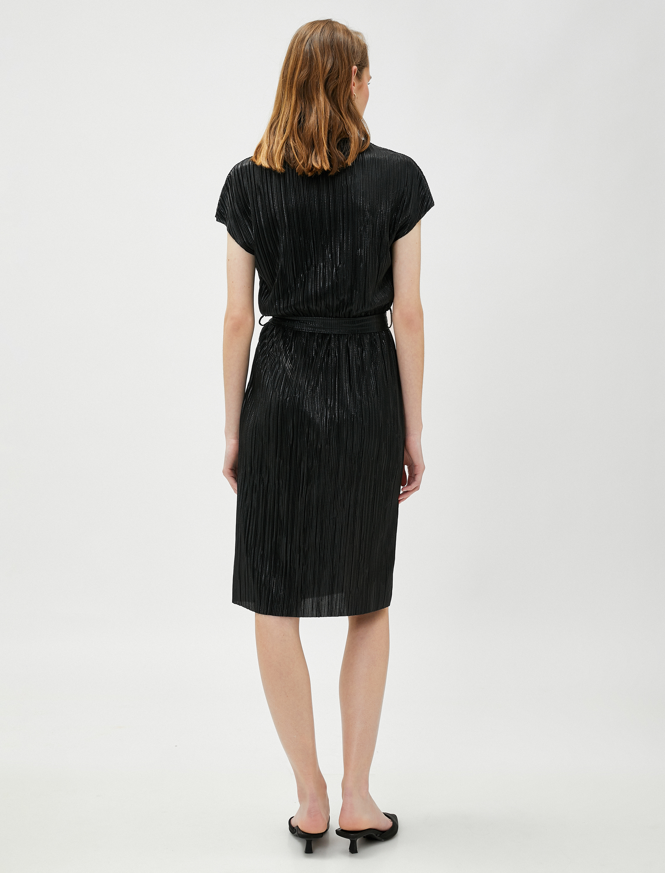   Pırıltılı Midi Elbise Anvelop Kemerli