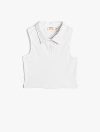 Polo Yaka Crop Üst Kolsuz Pamuklu Ribanalı