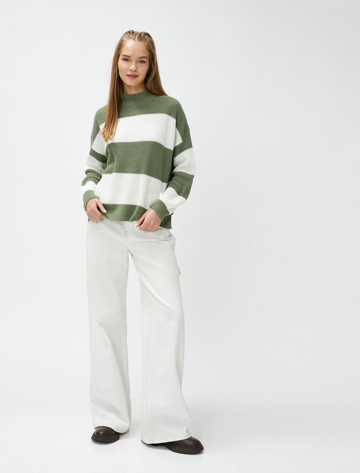  Bisiklet Yaka Triko Kazak Uzun Kollu Fitilli