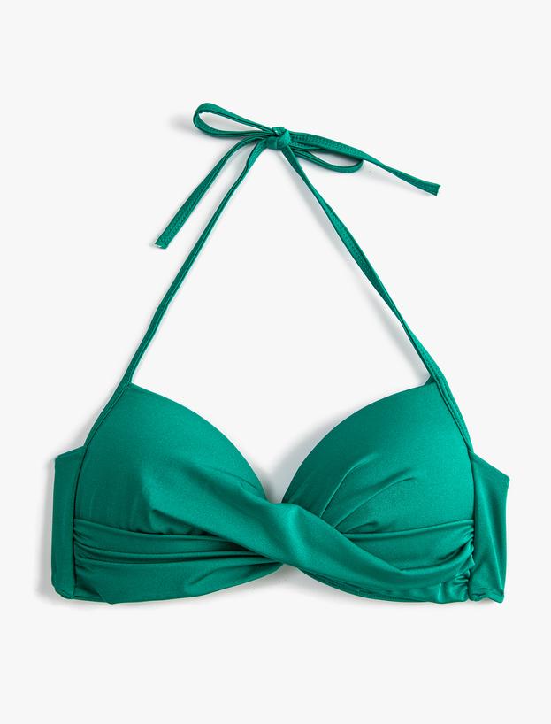 Yeşil Kadın Push Up Padded Halter Neck Bikini Top 3SAK10131BM Koton