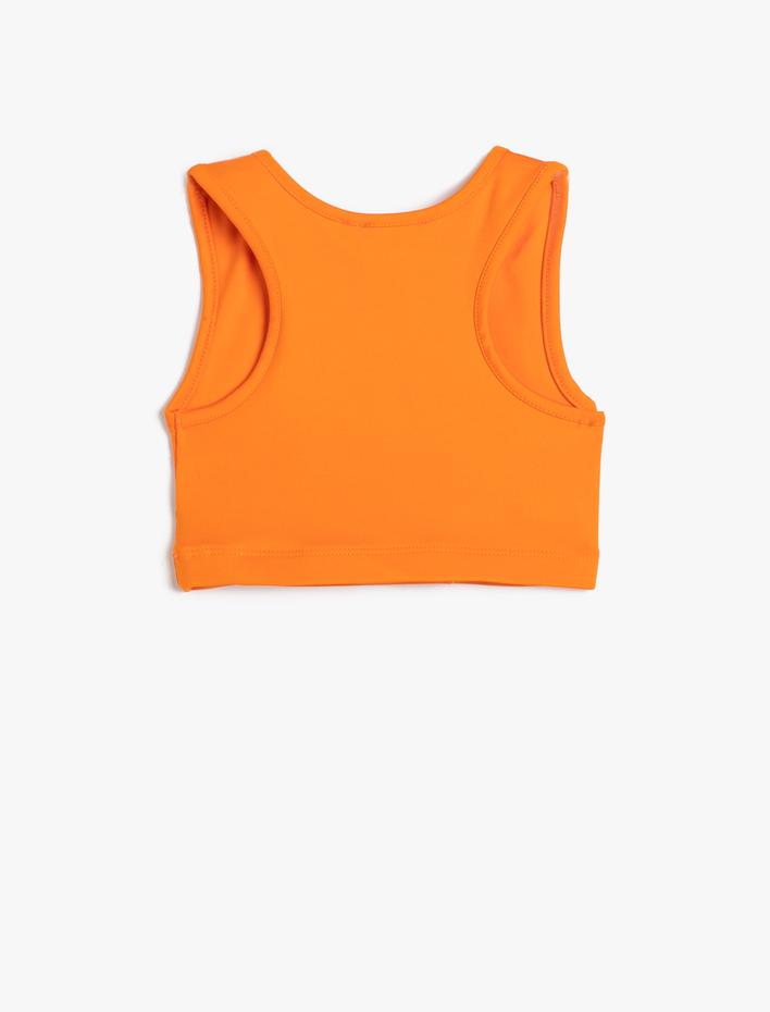 Kız Çocuk Spor Yarım Atlet Kolsuz Baskı Detaylı