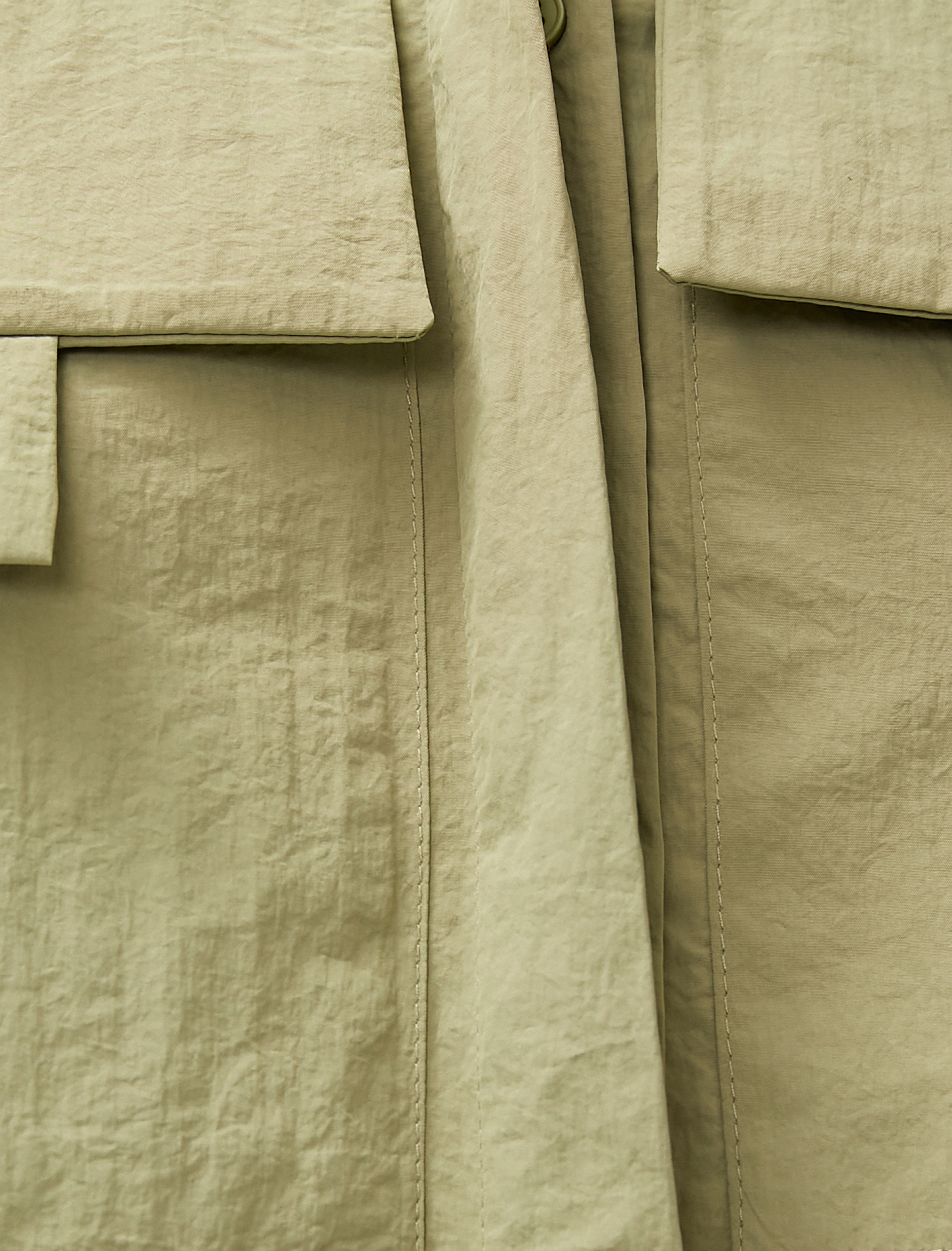   Crop Gömlek Kolsuz Büyük Cep Detaylı Düğmeli