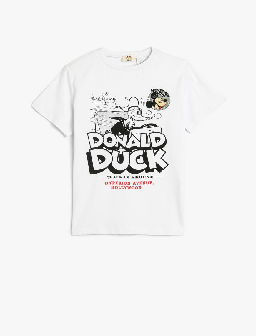 Erkek Çocuk Donald Duck Tişört Lisanslı Kısa Kollu Bisiklet Yaka Pamuklu