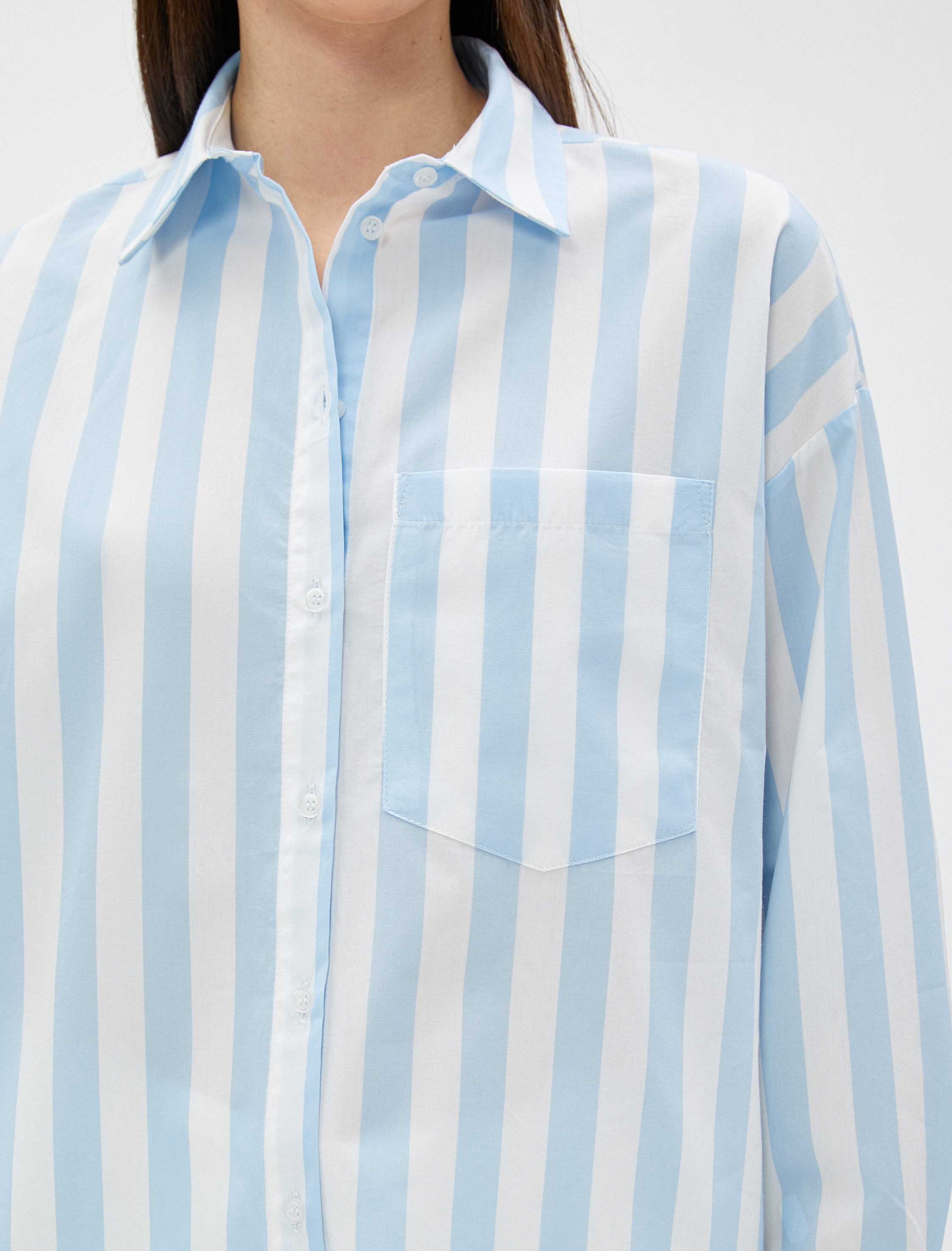Koton Oversize Poplin Gömlek Cep Detaylı. 5