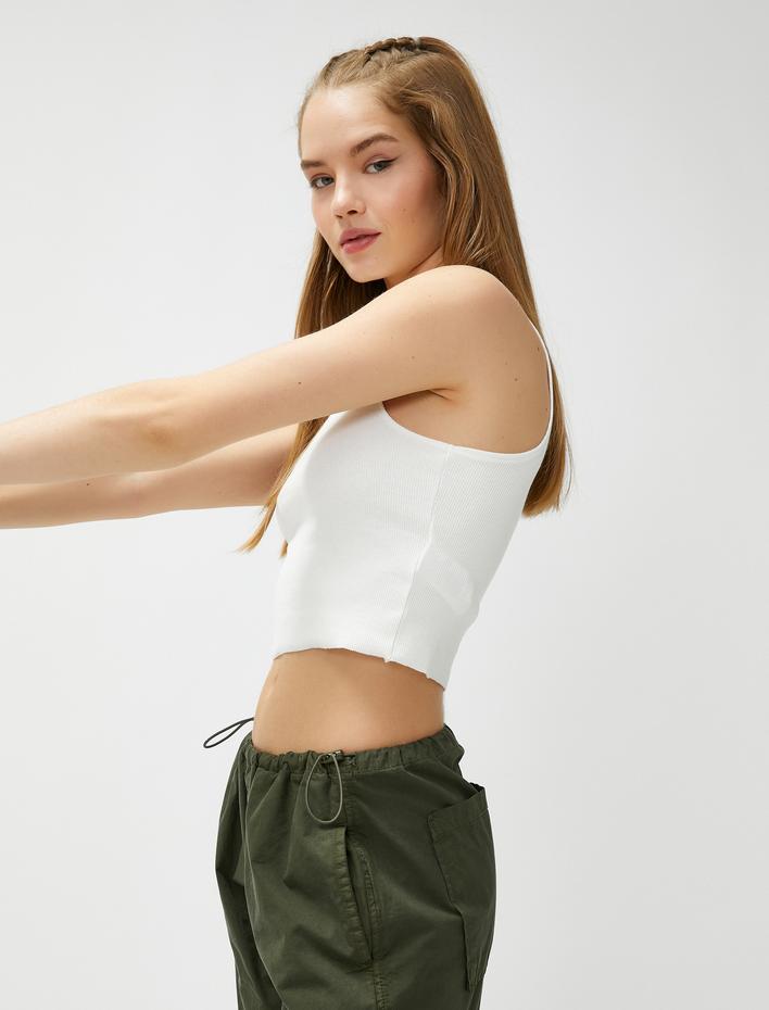  Basic Crop Atlet Halter Yaka Fitilli