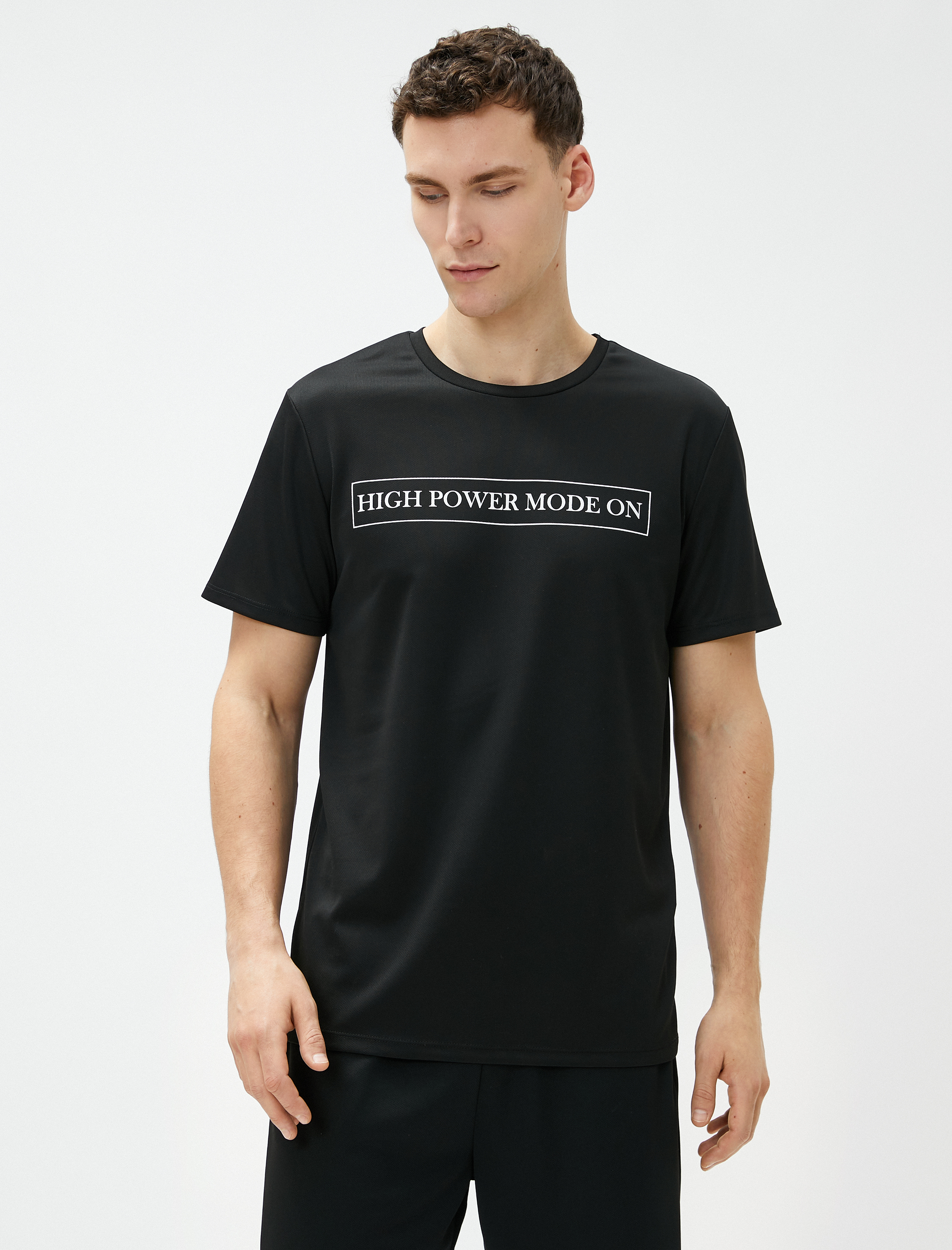   Slogan Baskılı Tişört Bisiklet Yaka Kısa Kollu Pamuklu