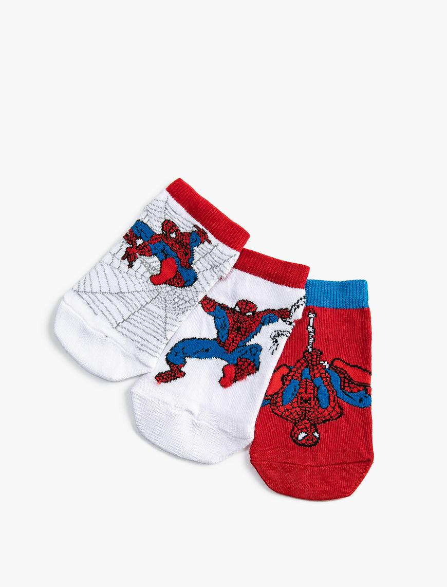  Erkek Çocuk 3'lü Örümcek Adam Baskılı Çorap Seti Lisanslı