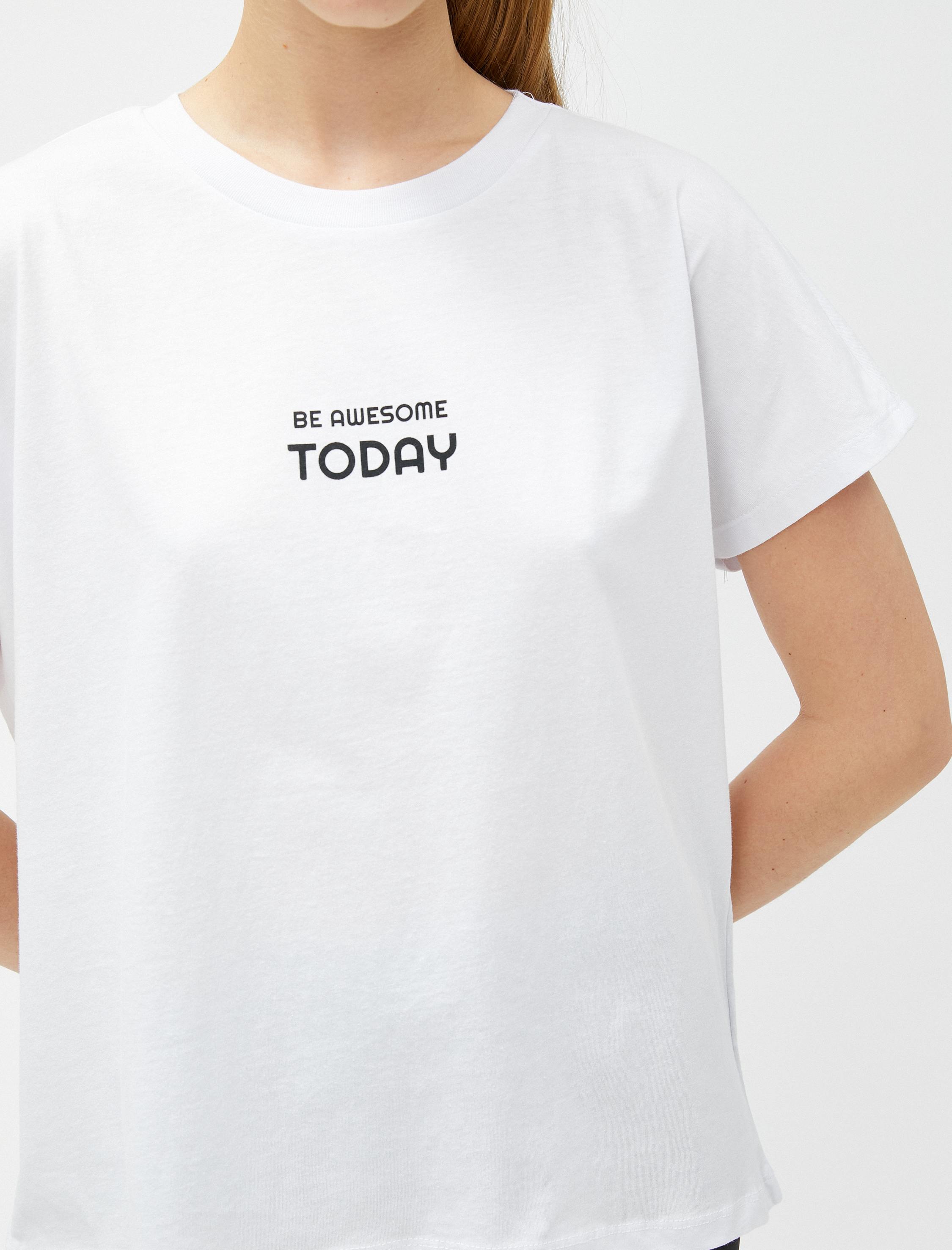   Pamuklu Spor Tişört Slogan Baskılı