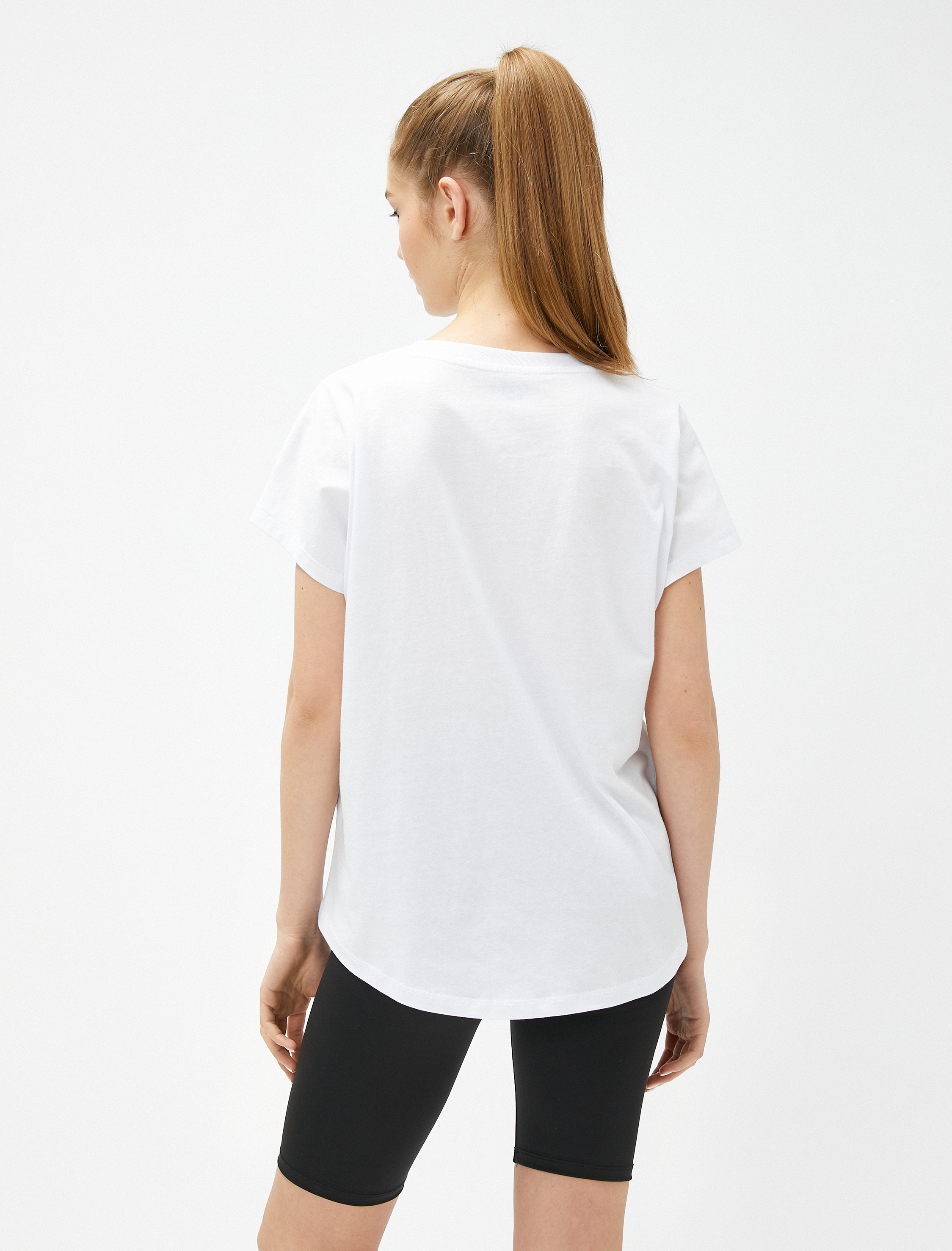   Pamuklu Spor Tişört Slogan Baskılı