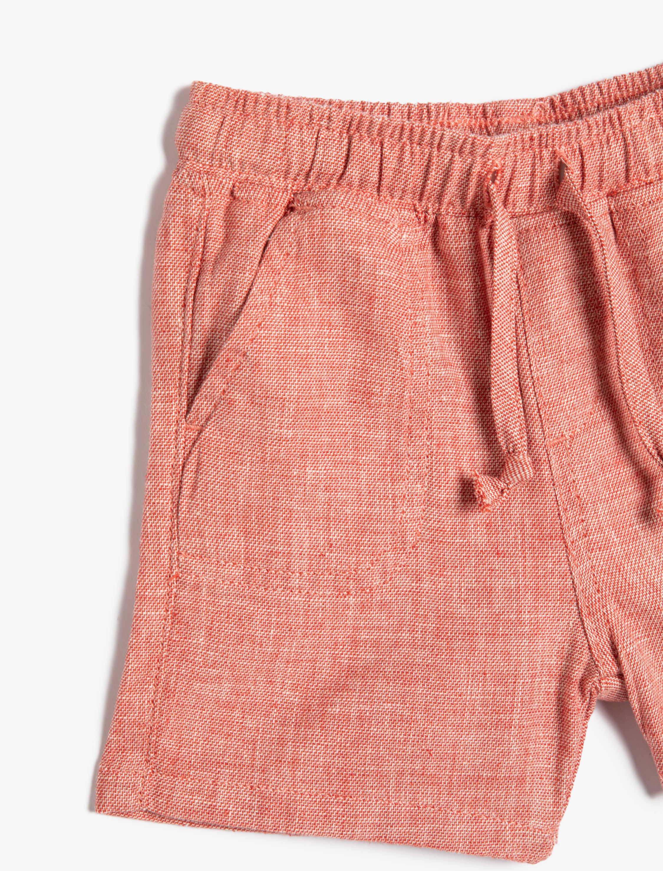  Erkek Bebek Keten Şort Beli Bağlamalı Cepli