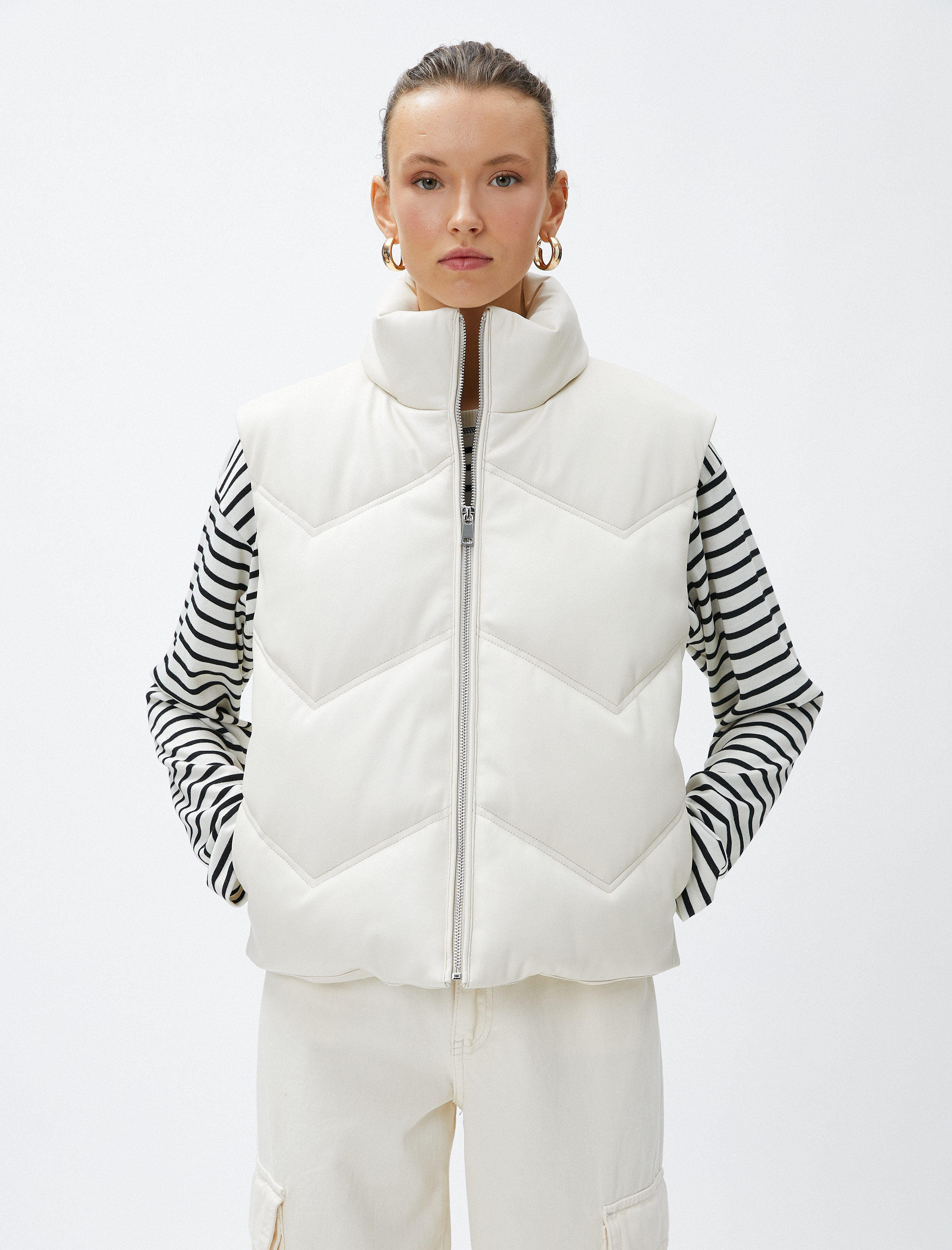   Şişme Yelek Fermuarlı Dik Yaka Relax Fit