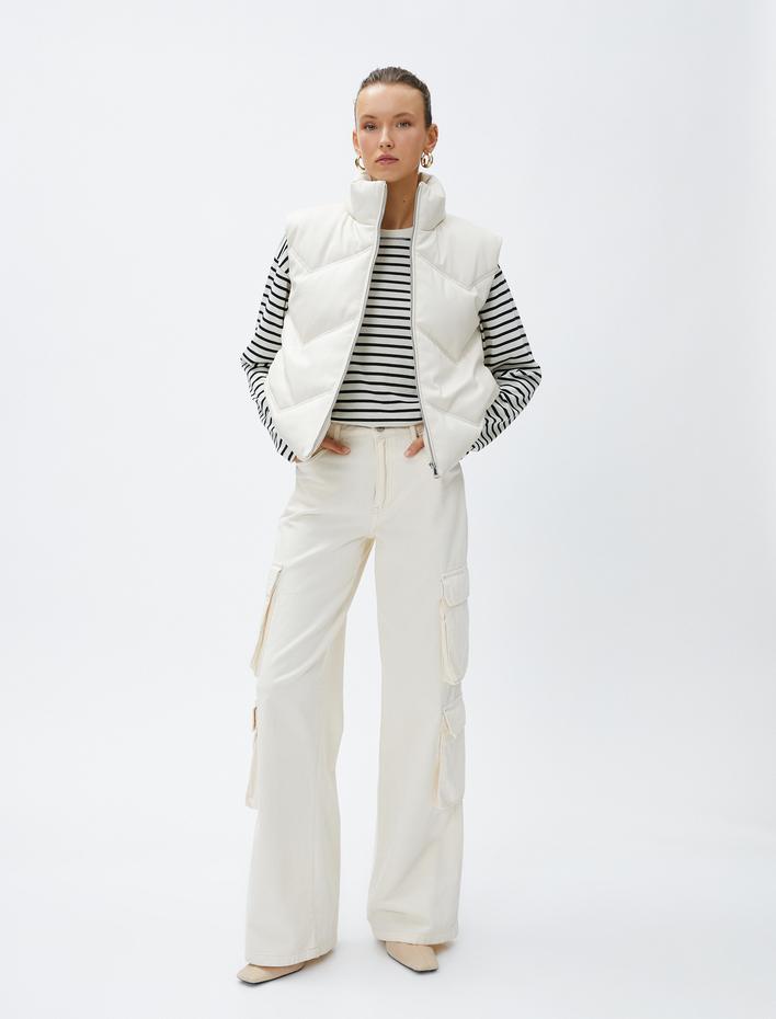  Şişme Yelek Fermuarlı Dik Yaka Relax Fit