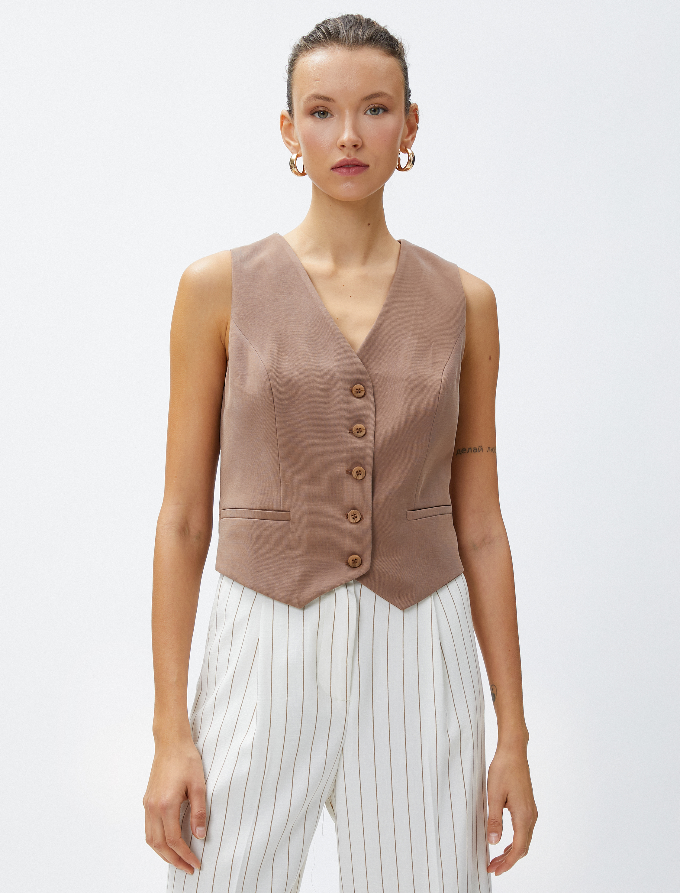   Blazer Yelek Düğmeli Cep Detaylı