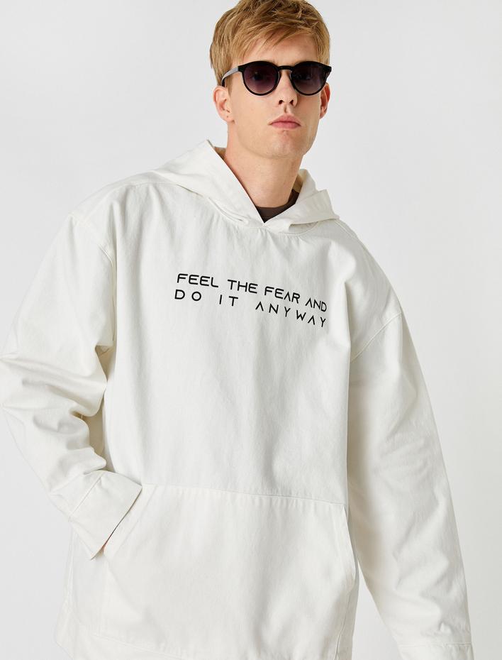  Baskılı Kapşonlu Sweatshirt