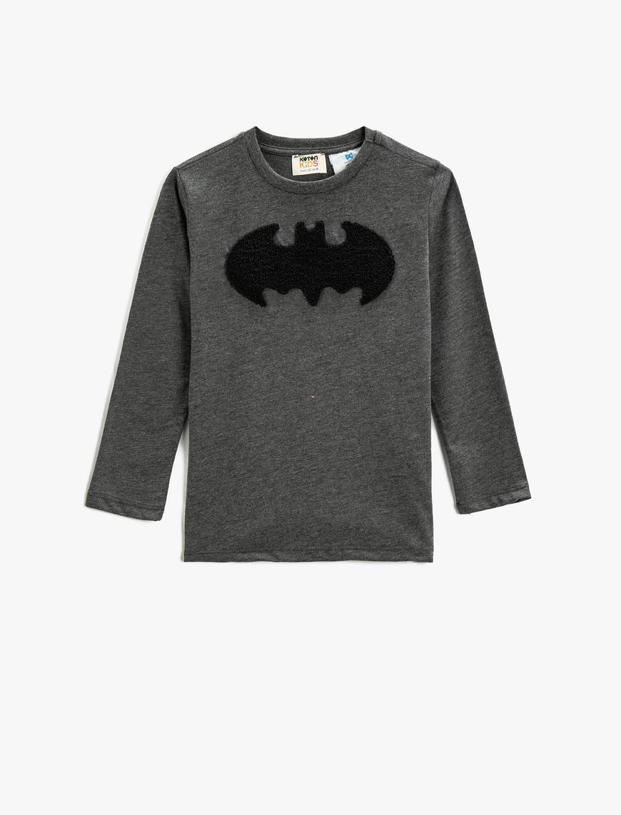  Erkek Çocuk Batman Tişört Baskılı Lisanslı Uzun Kollu