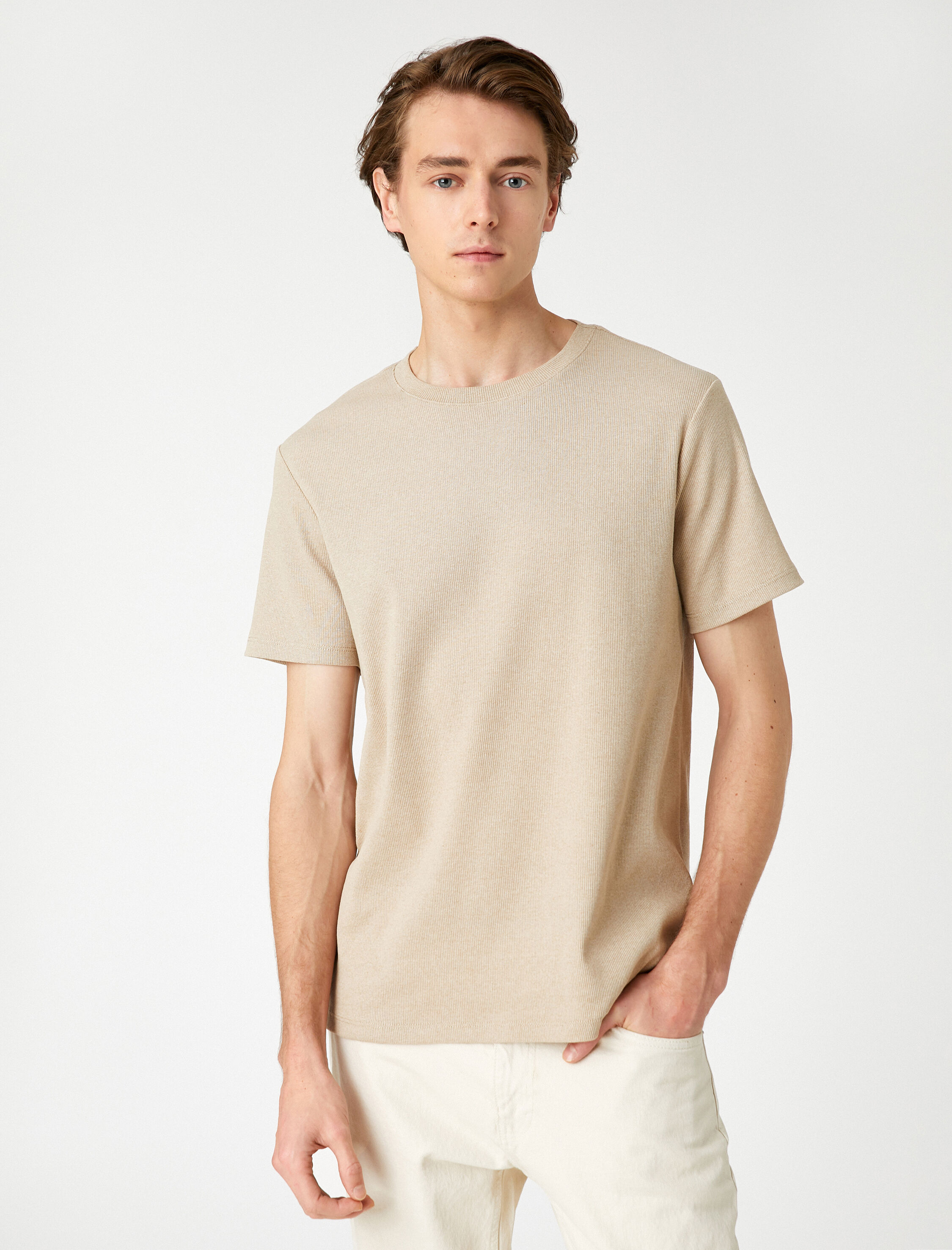   Basic Kaşkorse Tişört Bisiklet Yaka Kısa Kollu