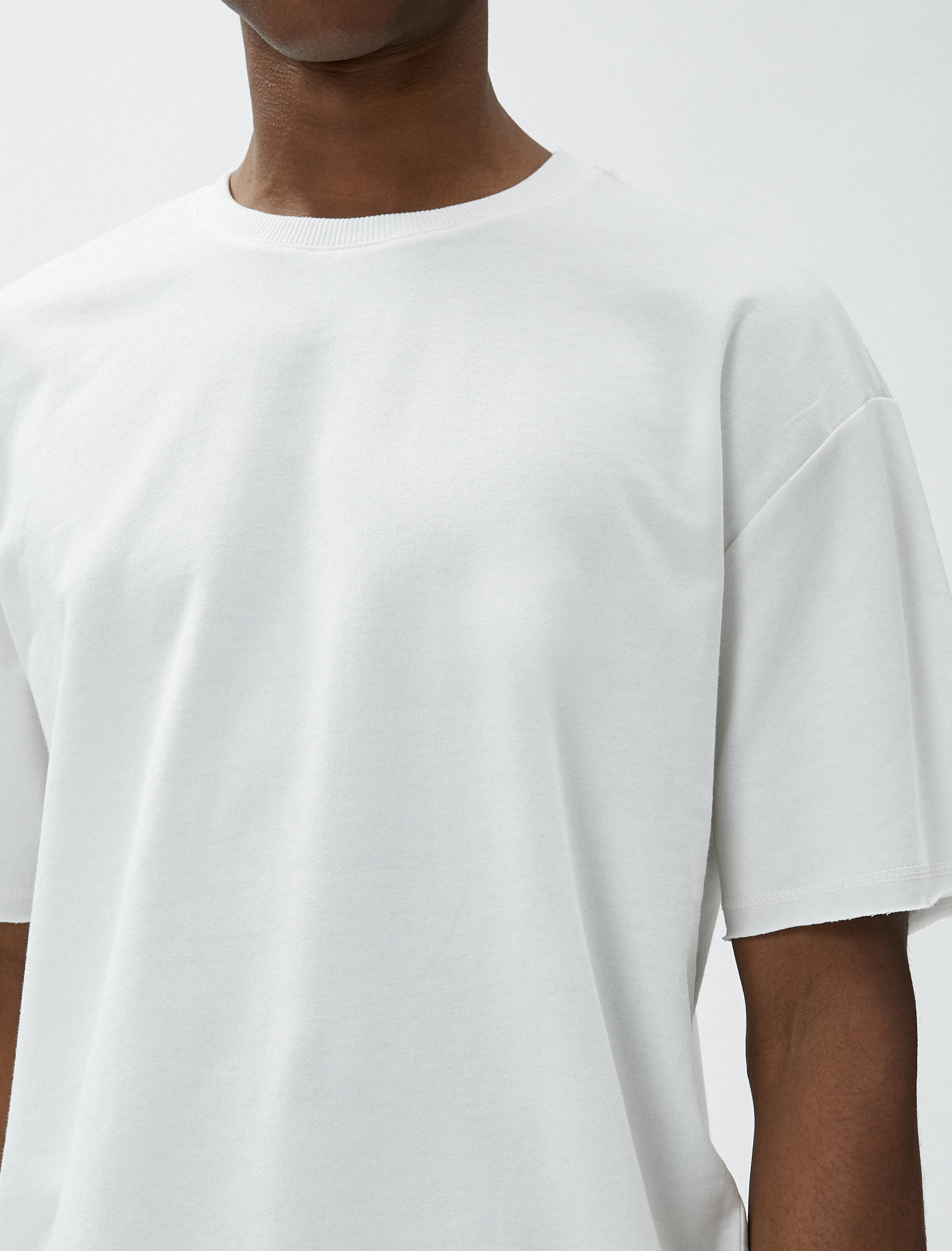 Basic Oversize Tişört Bisiklet Yaka Kısa Kollu