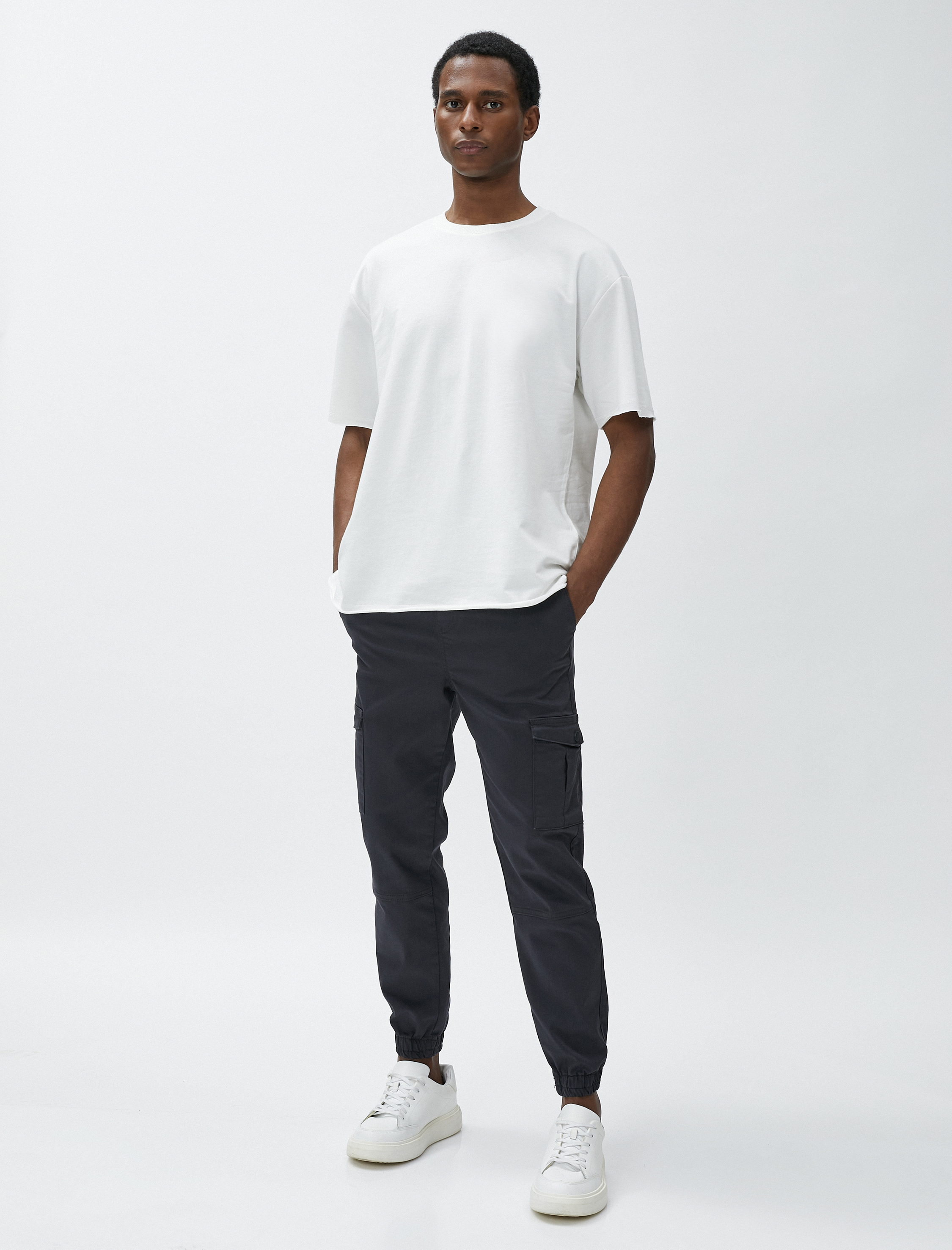Basic Oversize Tişört Bisiklet Yaka Kısa Kollu