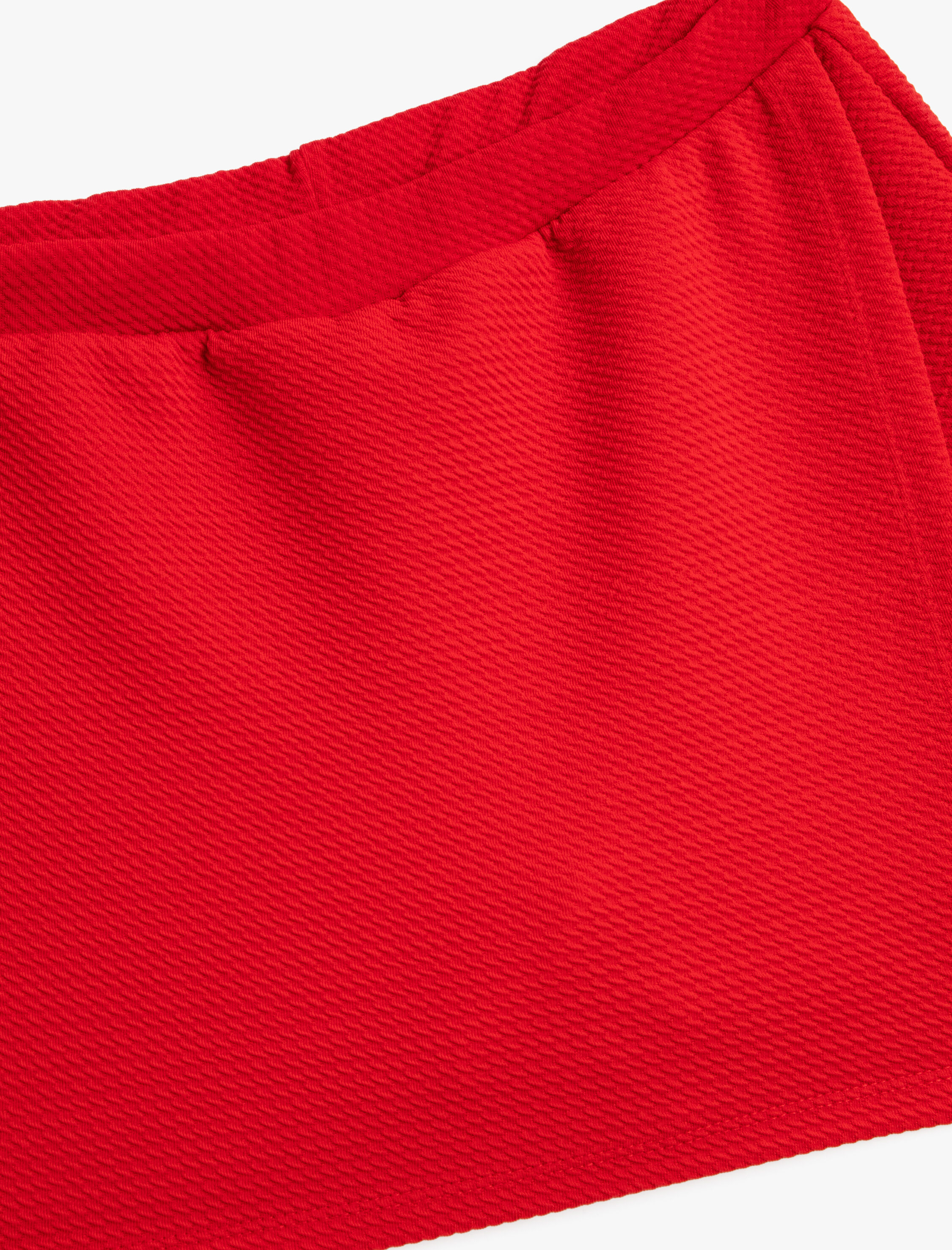  Kız Çocuk Basic Mini Şort Etek Kruvaze Beli Lastikli Dokulu