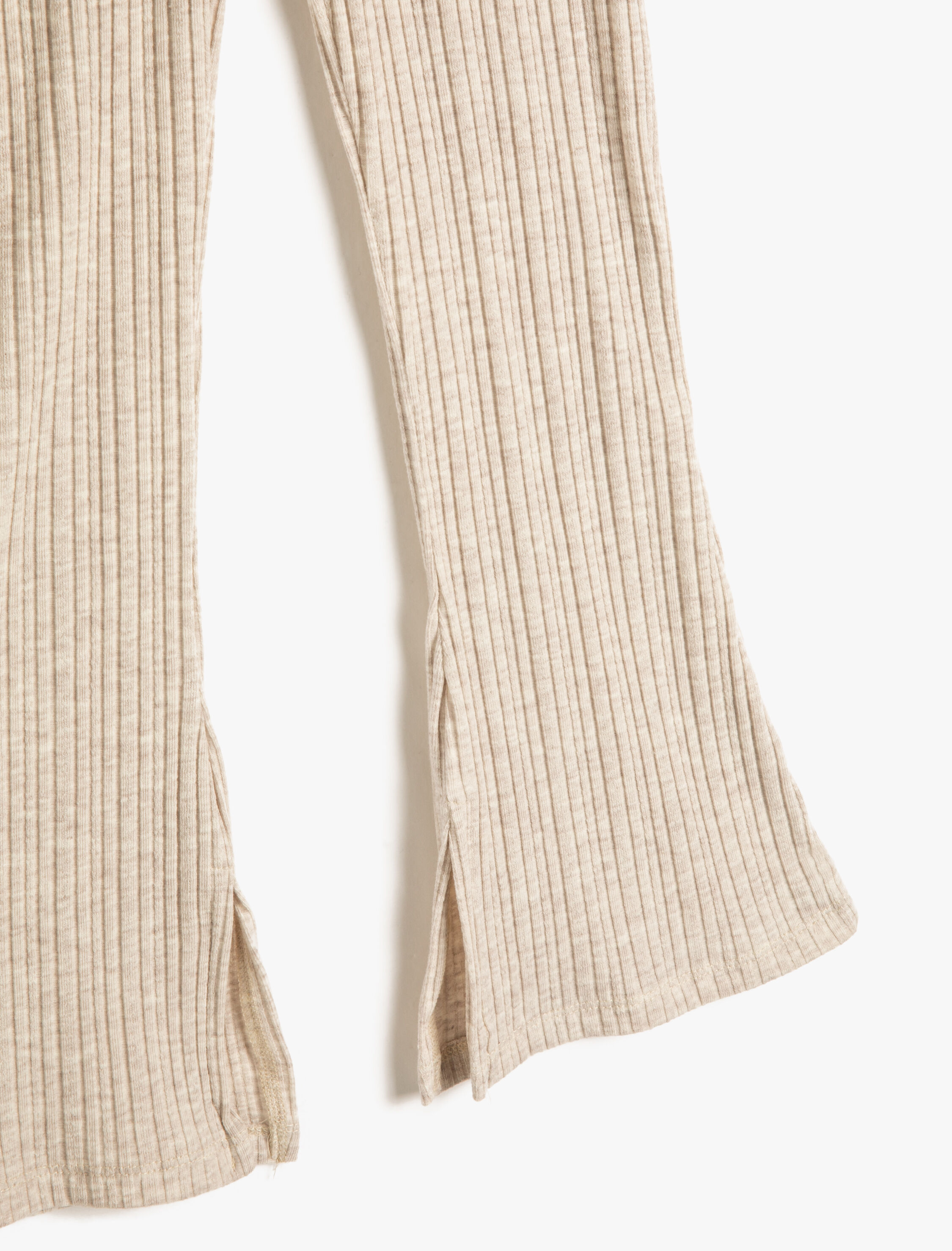  Kız Çocuk İspanyol Paça Tayt Pantolon Yırtmaç Detaylı Beli Lastikli Fitilli