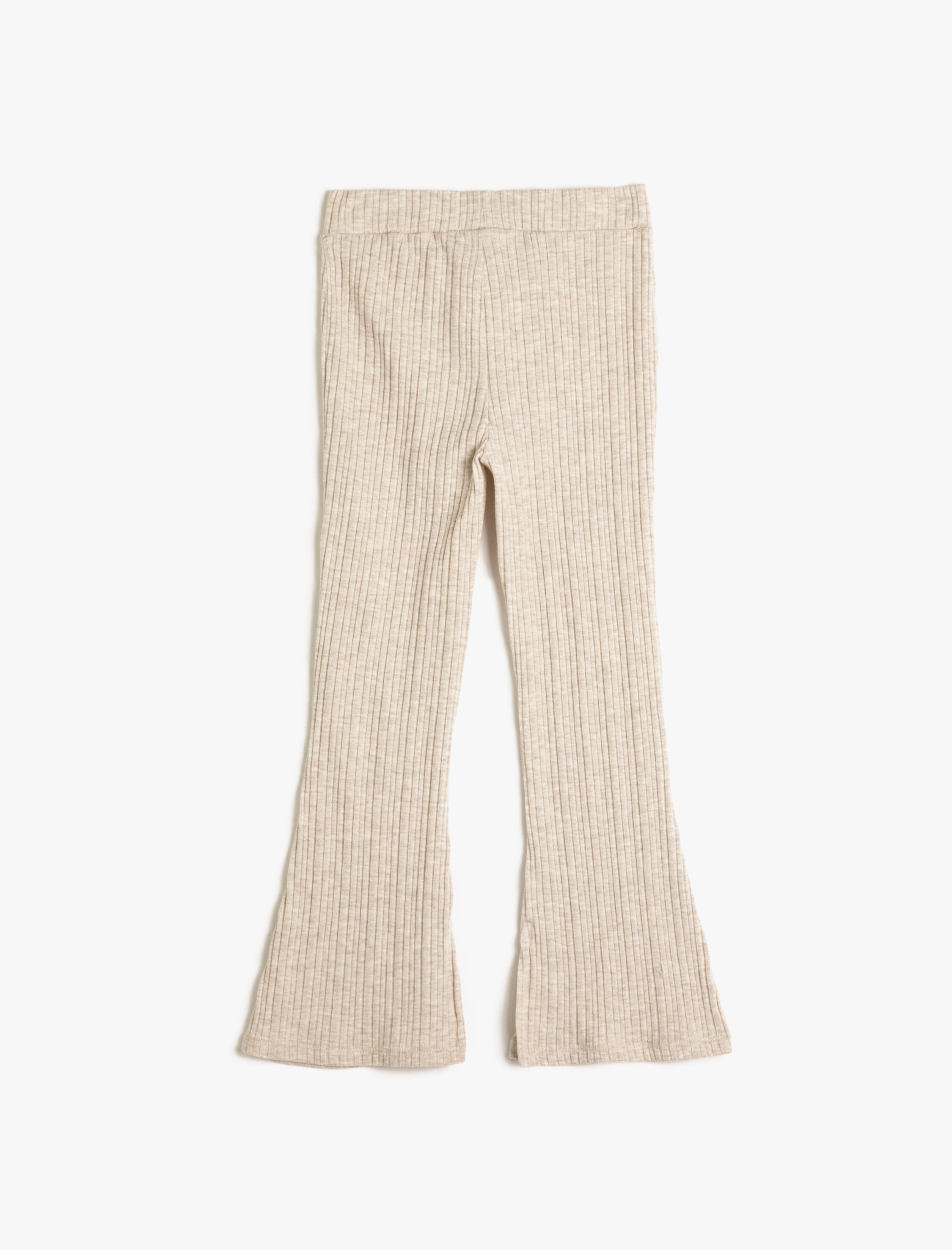  Kız Çocuk İspanyol Paça Tayt Pantolon Yırtmaç Detaylı Beli Lastikli Fitilli