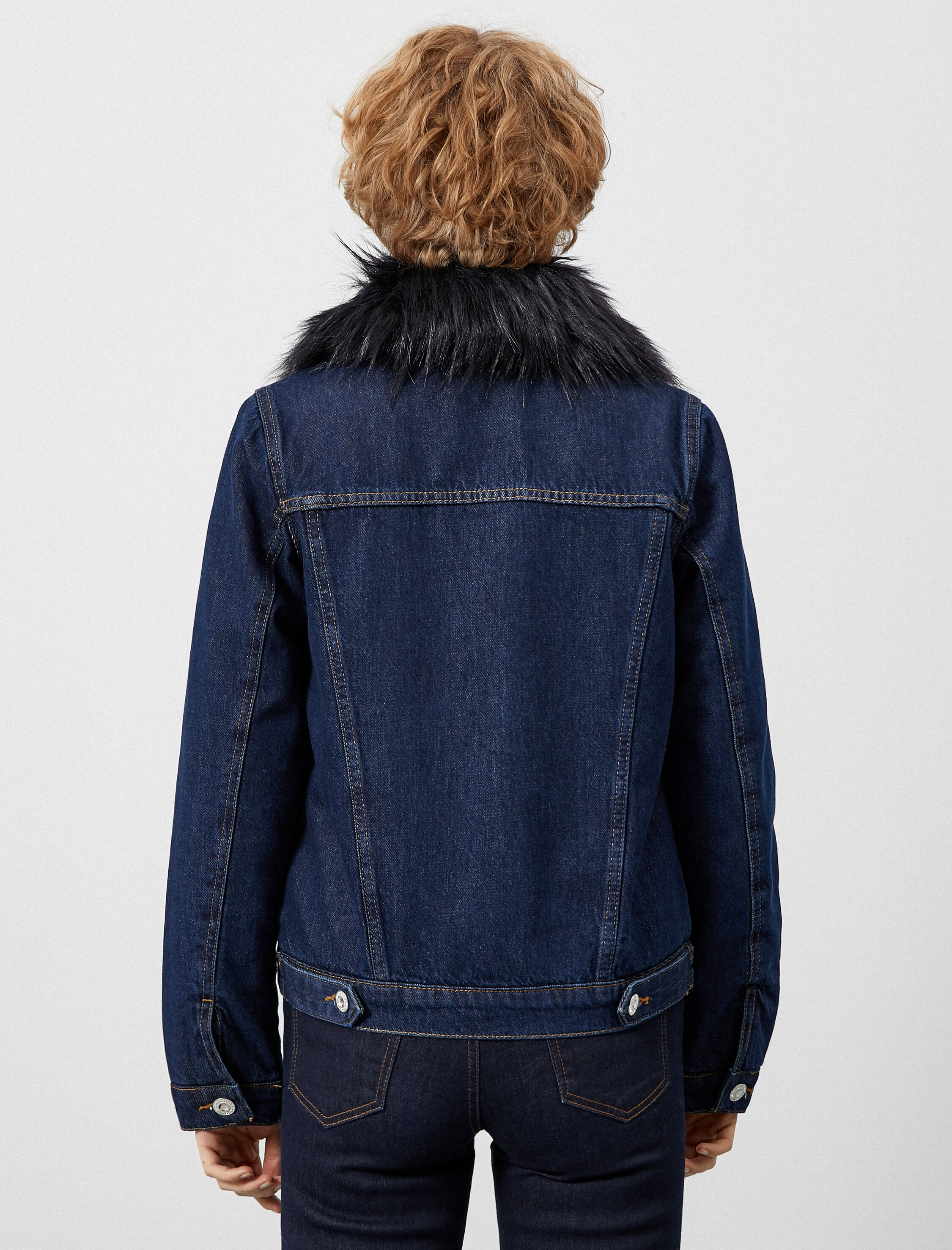   Yakası Kürklü Jean Ceket