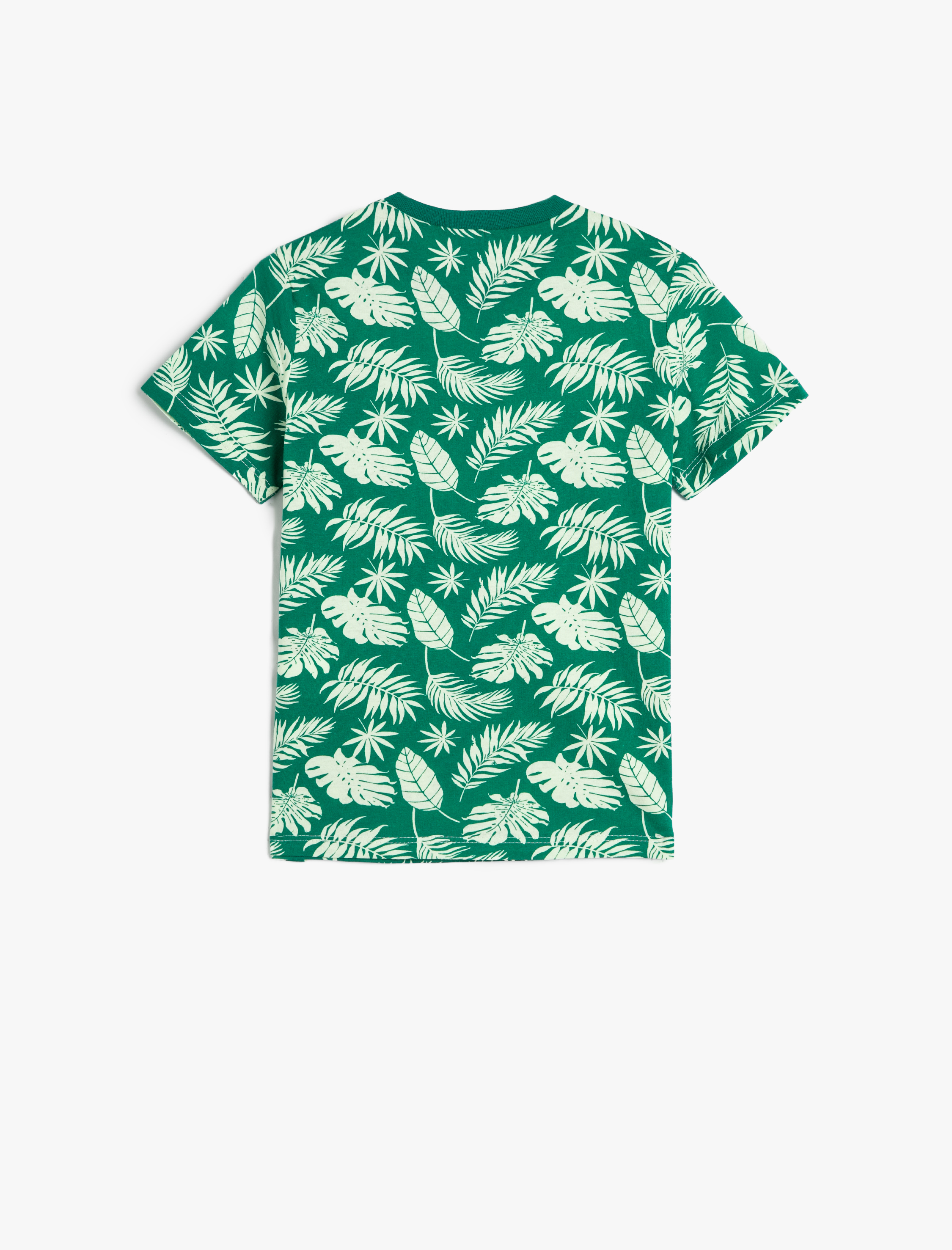  Erkek Çocuk Tişört Kısa Kollu Bisiklet Yaka Floral Baskılı Pamuklu