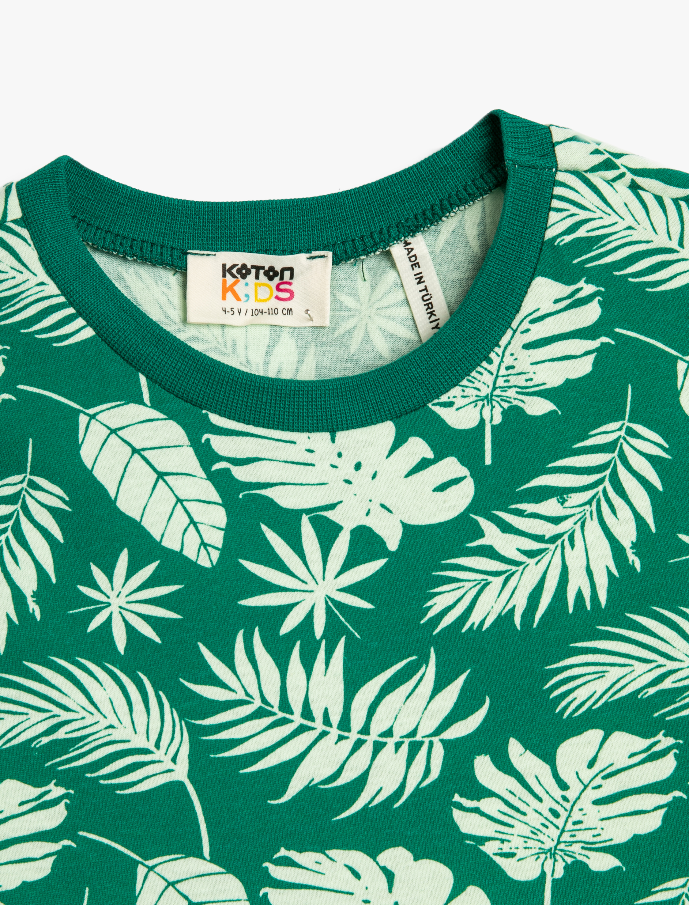  Erkek Çocuk Tişört Kısa Kollu Bisiklet Yaka Floral Baskılı Pamuklu