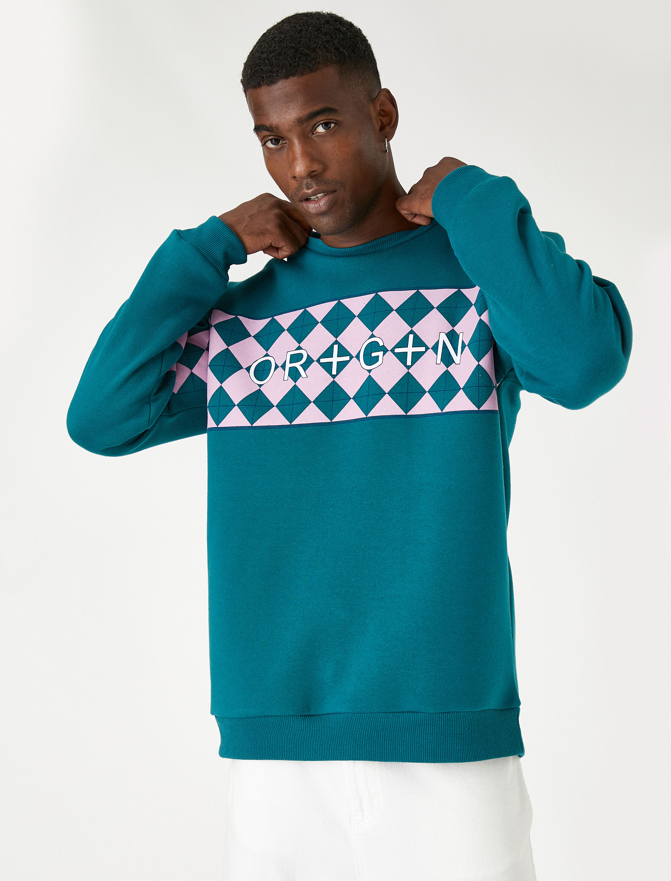   Slogan Baskılı Sweatshirt Şardonlu