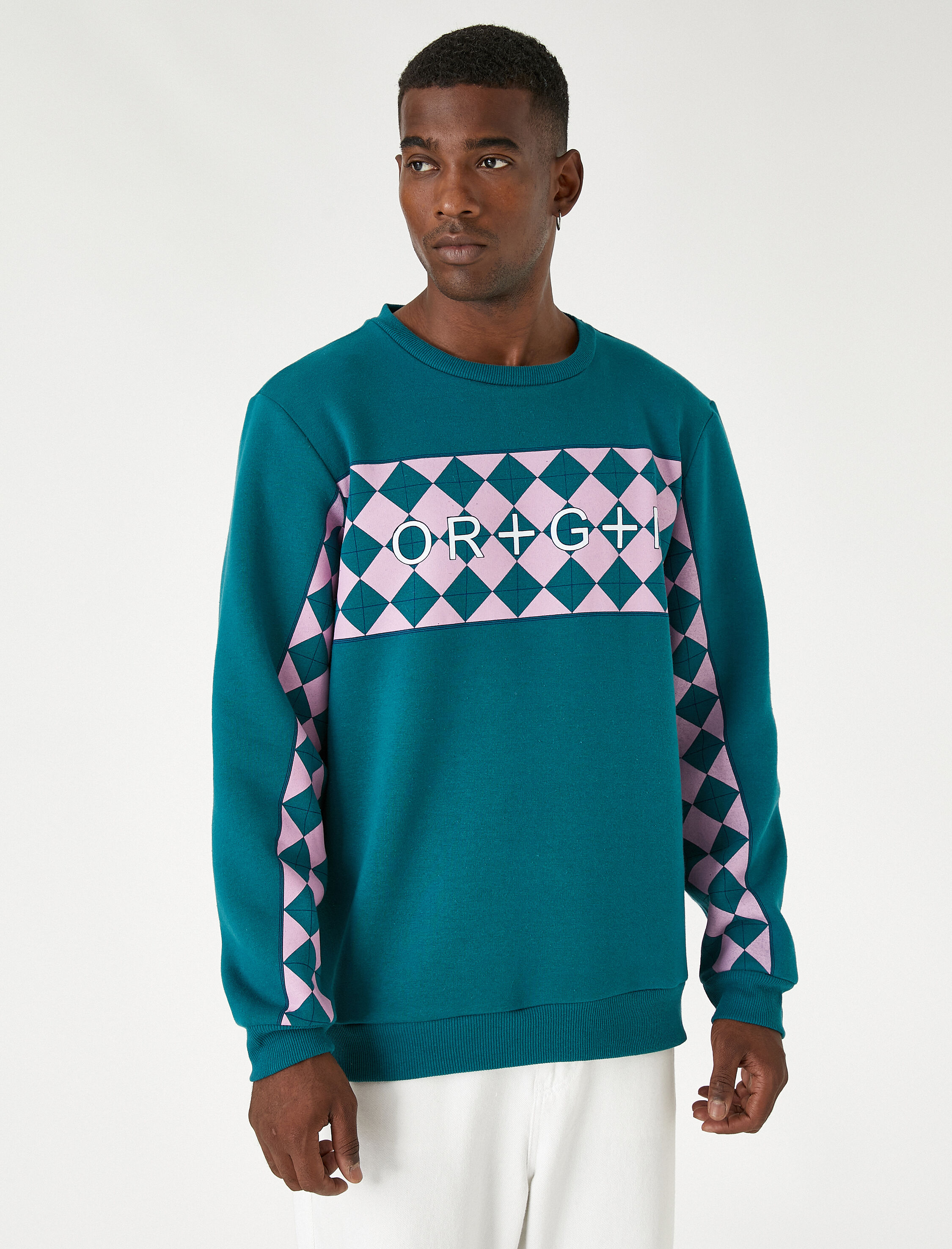   Slogan Baskılı Sweatshirt Şardonlu