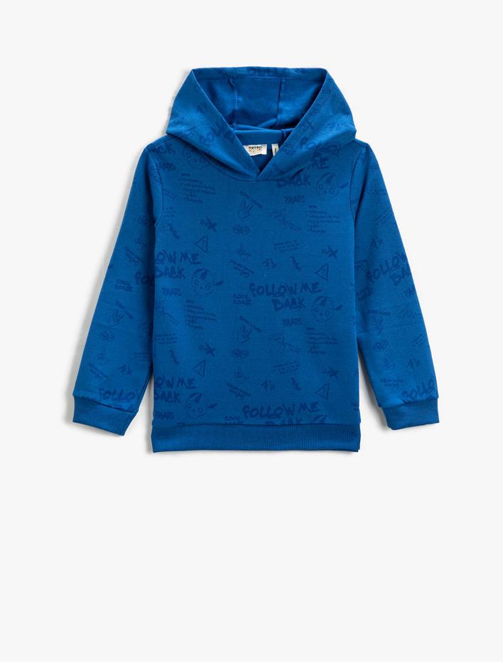Erkek Çocuk Kapşonlu Sweatshirt Baskılı Uzun Kollu