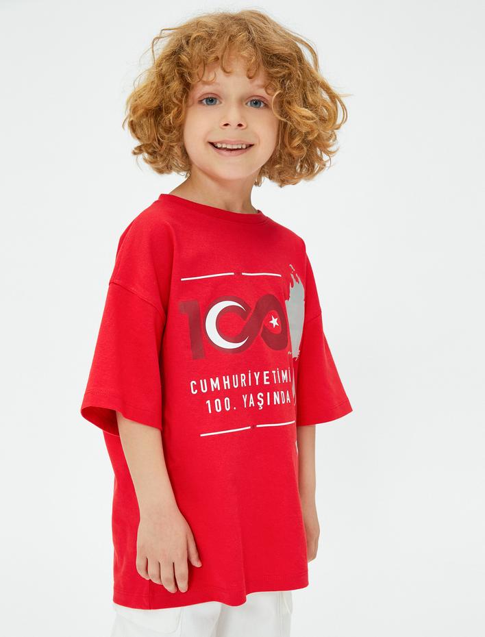 Erkek Çocuk Atatürk Tişört Kısa Kollu Bisiklet Yaka Pamuklu