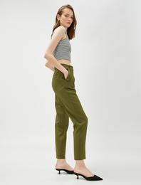 Crop Pantolon Cep Detaylı Dar Paça Yüksek Bel