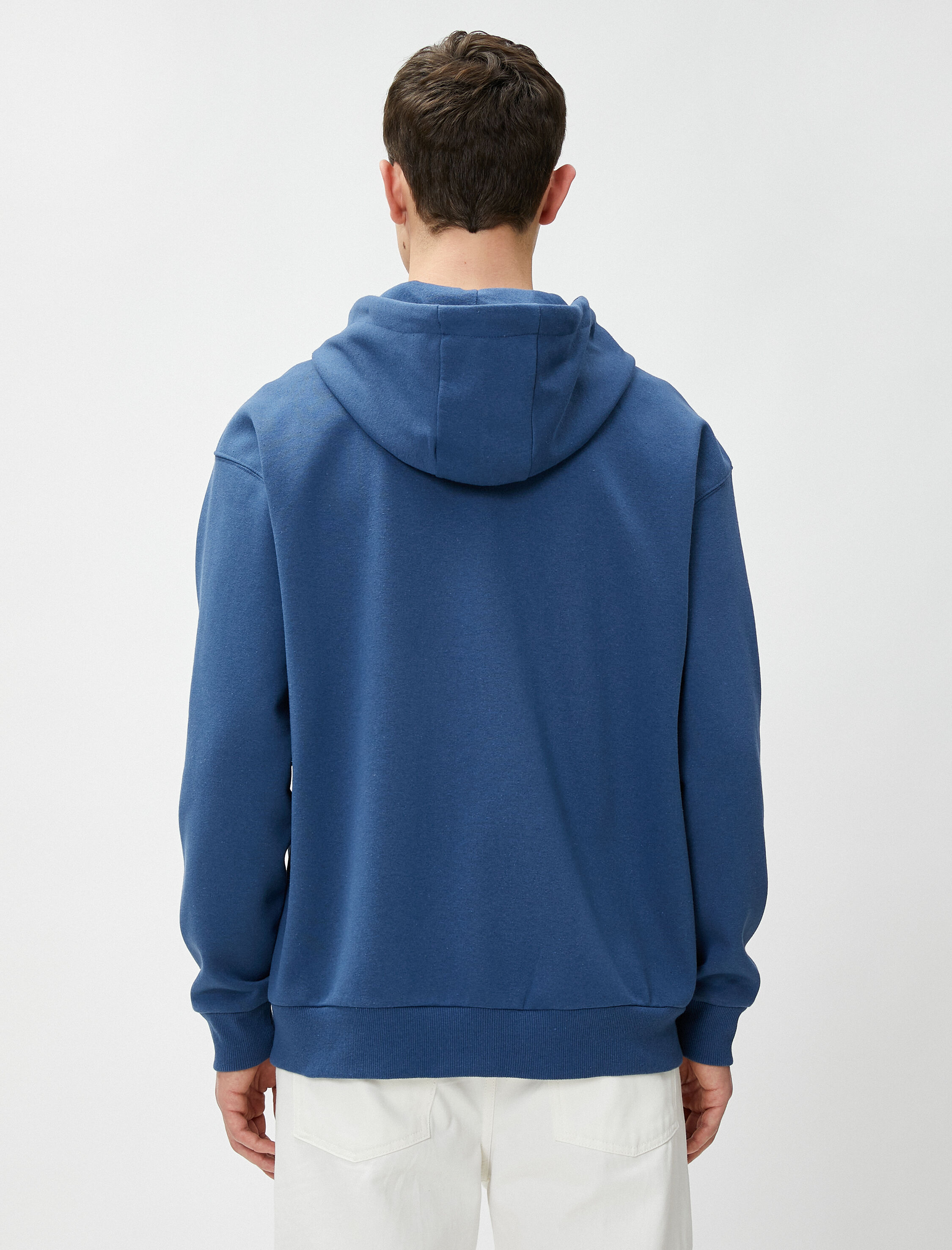 Oversize Fermuarlı Sweatshirt Kapşonlu Cep Detaylı Etiket Baskılı Şardonlu