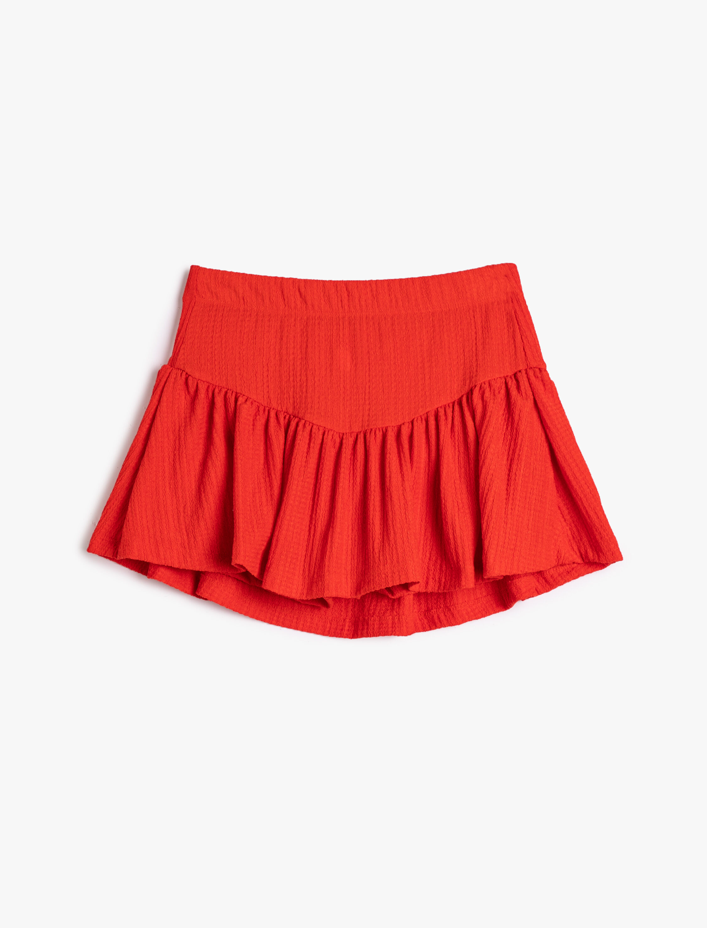  Kız Çocuk Şort Etek Beli Lastikli Dokulu