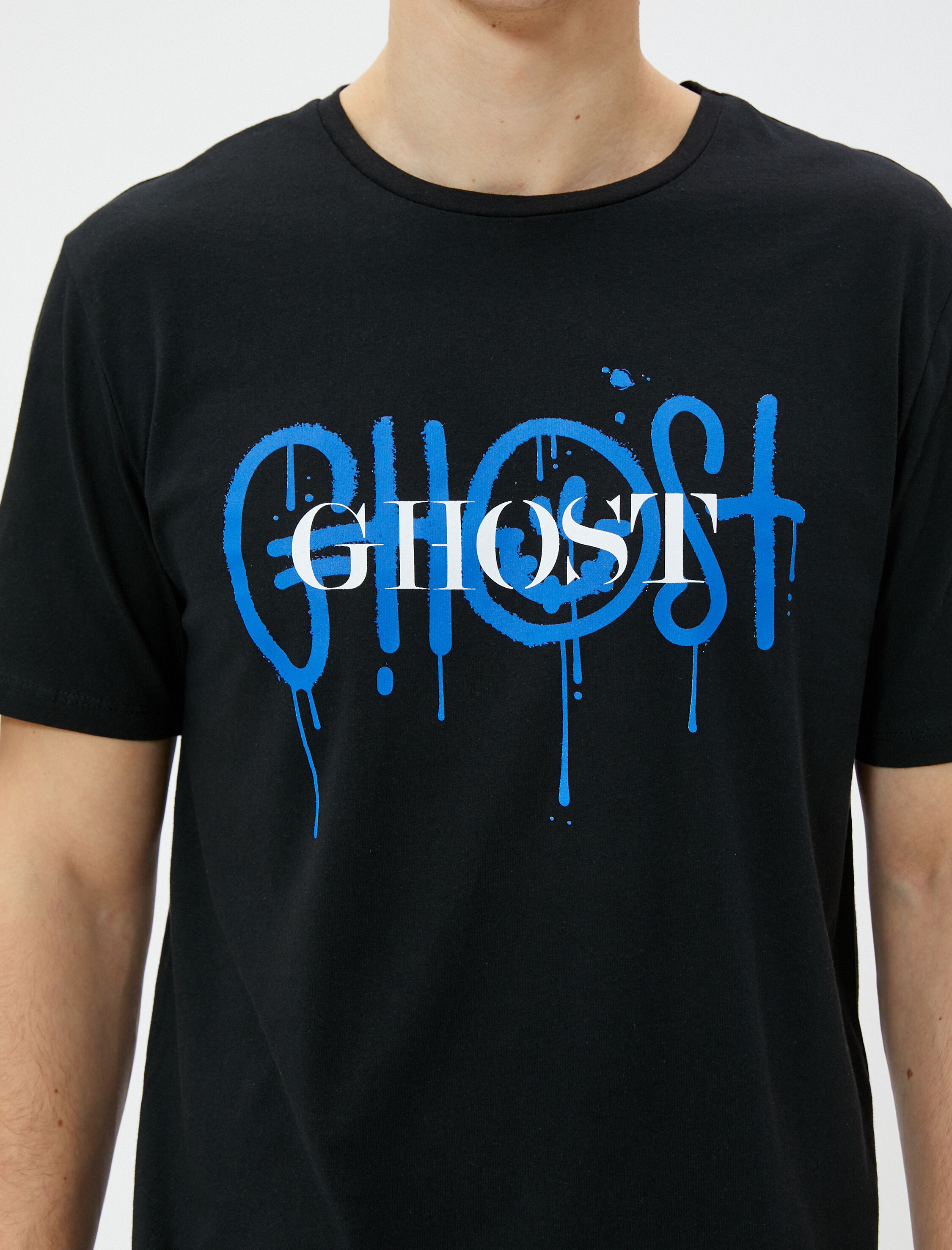   Ghost Tişört Kısa Kollu Bisiklet Yaka Pamuklu Dar Kalıp
