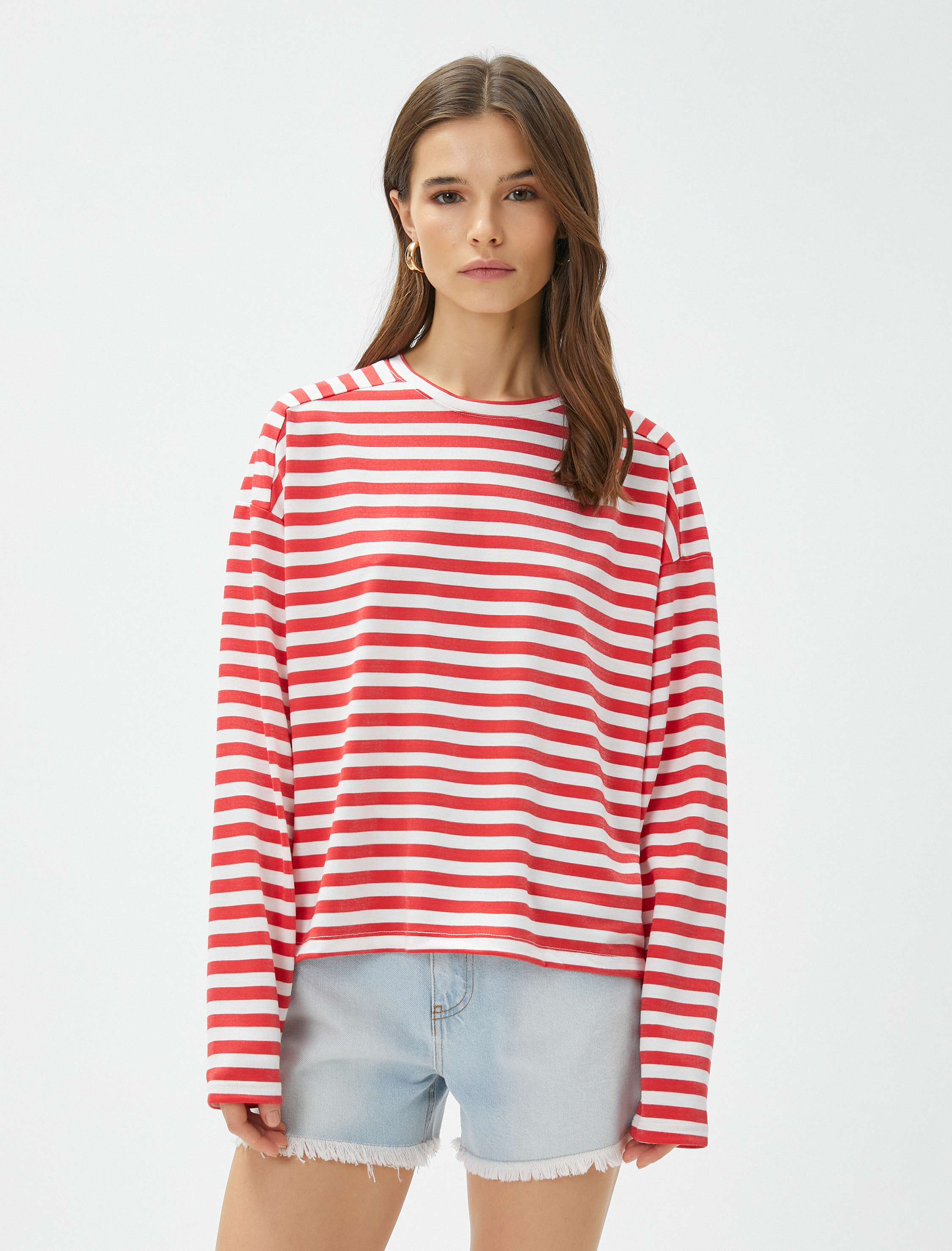   Uzun Kollu Tişört Rahat Kesim