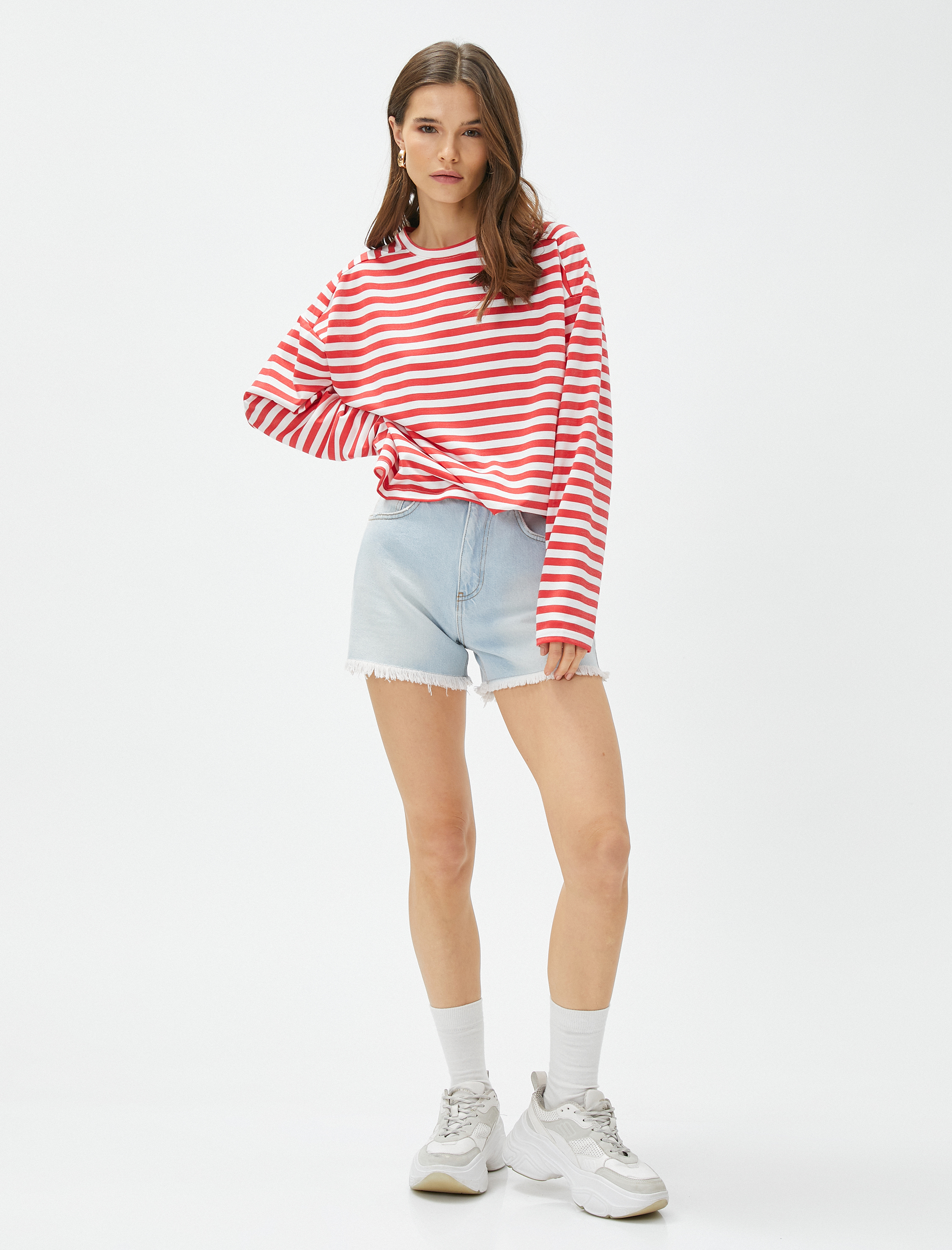   Uzun Kollu Tişört Rahat Kesim