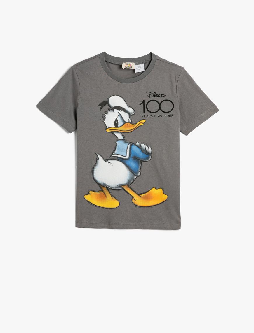  Erkek Çocuk Donald Duck Baskılı Tişört Lisanslı Kısa Kollu Pamuklu