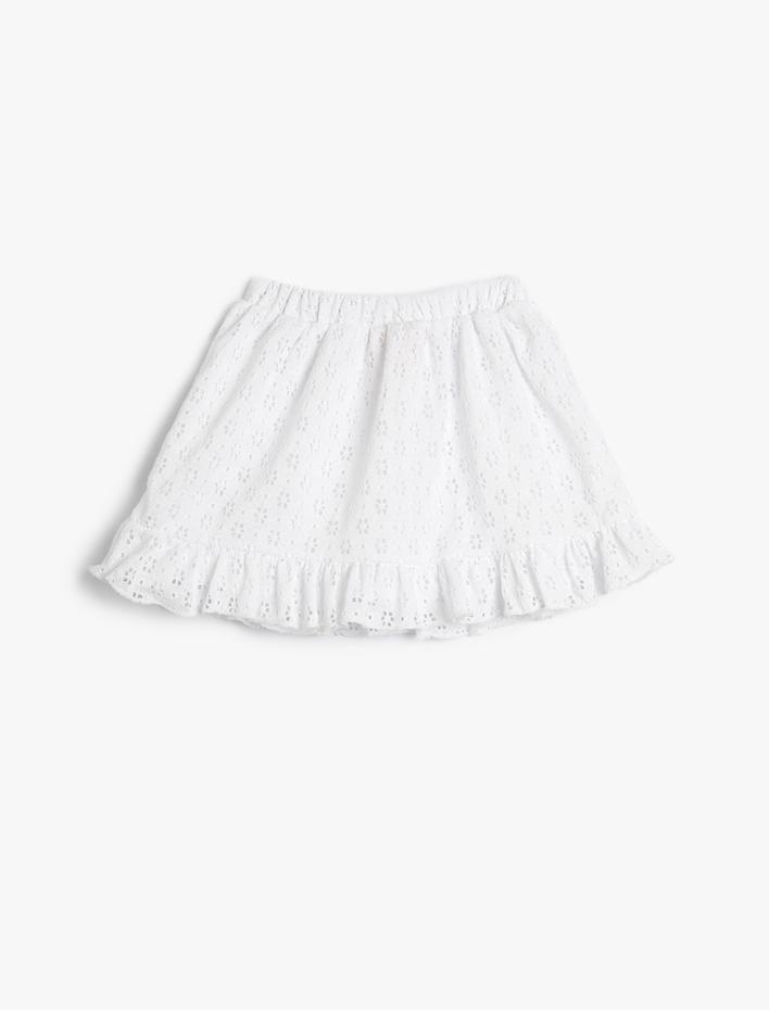 Kız Bebek Etek Fistolu Fırfırlı Beli Lastikli Pamuklu