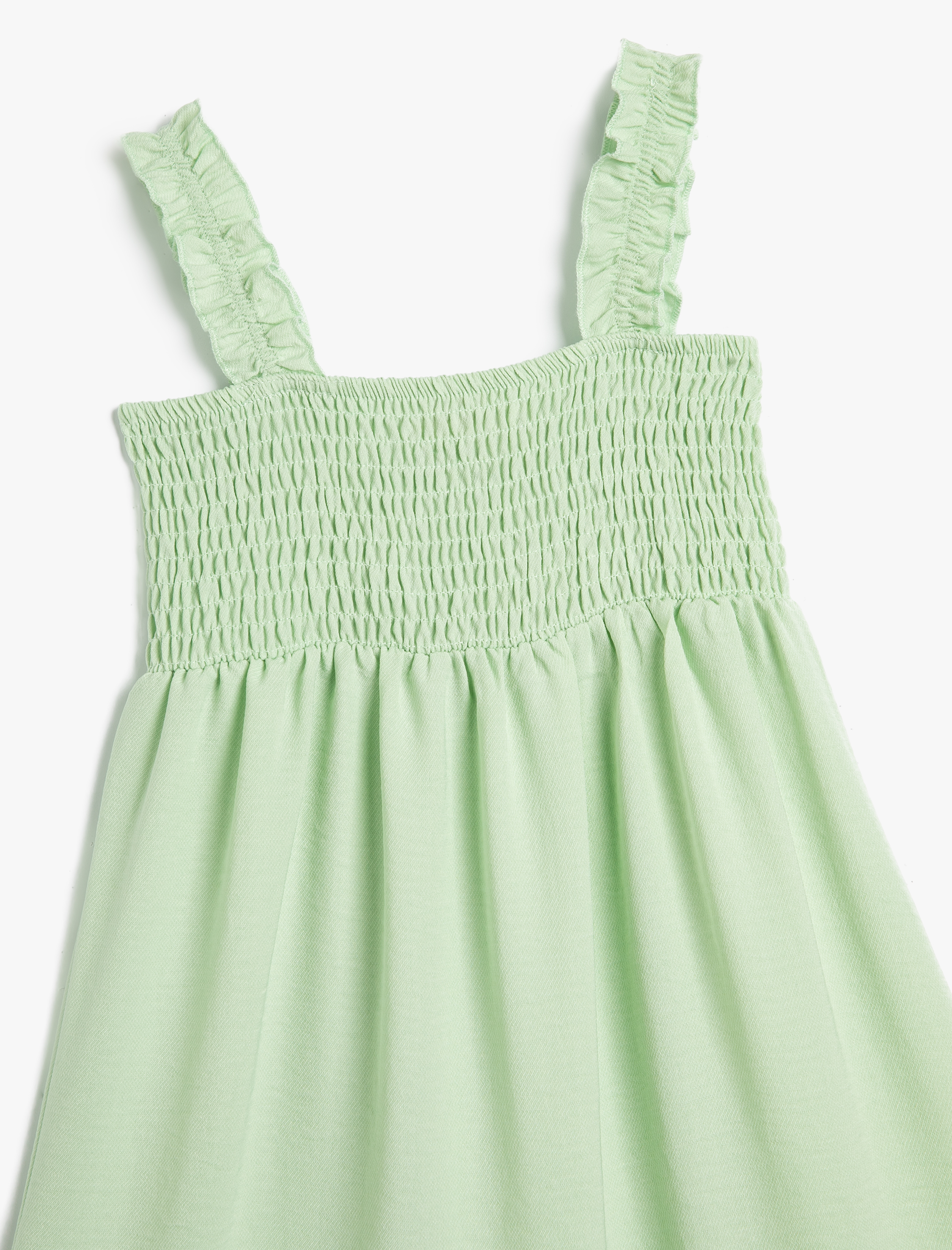  Kız Çocuk Midi Elbise Fırfırlı Askılı Gipe Detaylı