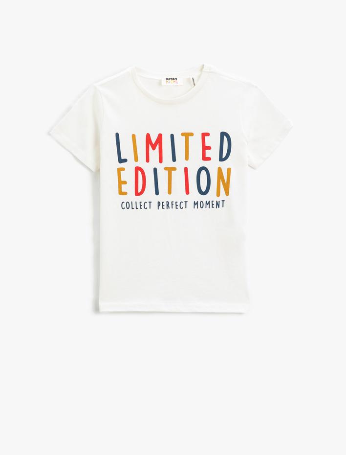 Erkek Çocuk Baskılı Kısa Kollu Tişört Pamuklu Bisiklet Yaka